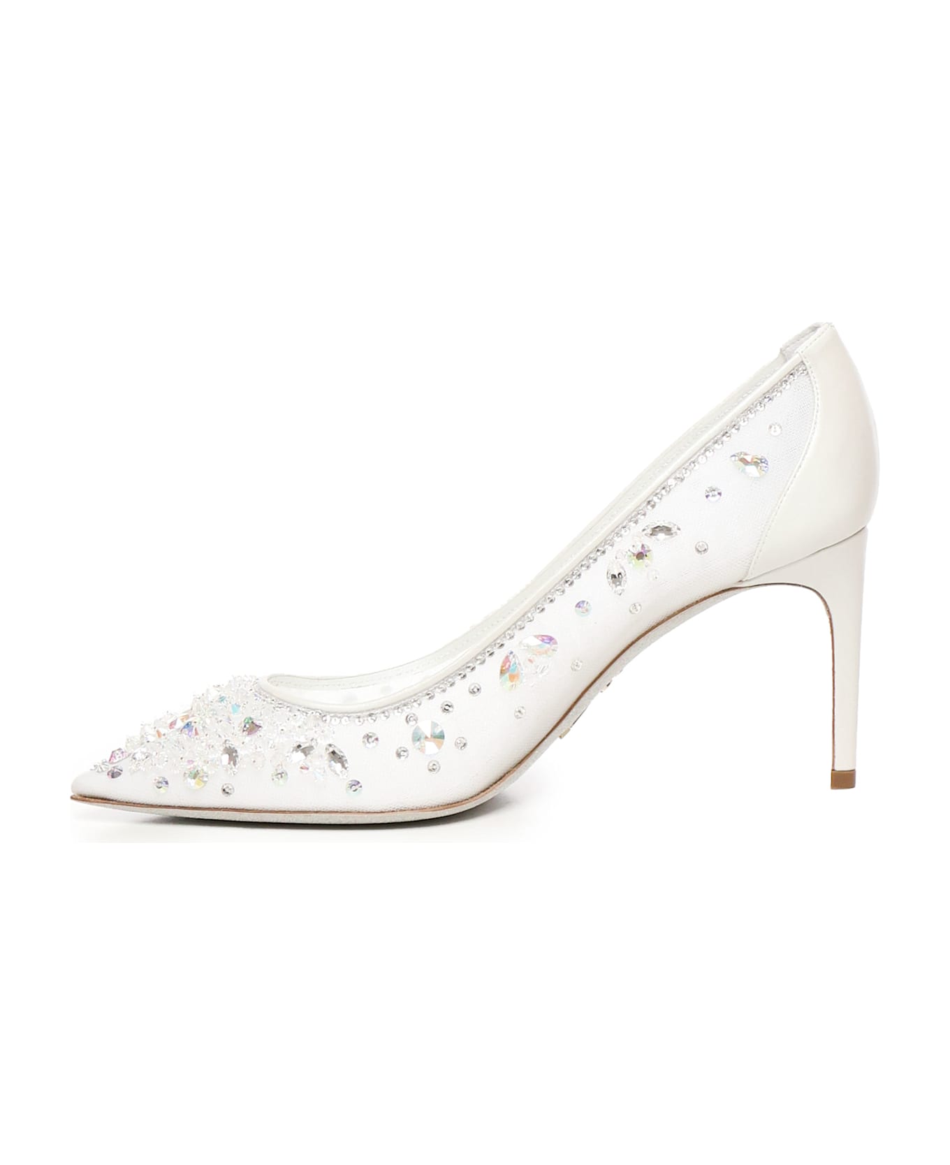 René Caovilla Cindarella Rhinestons Embellished Pumps - White