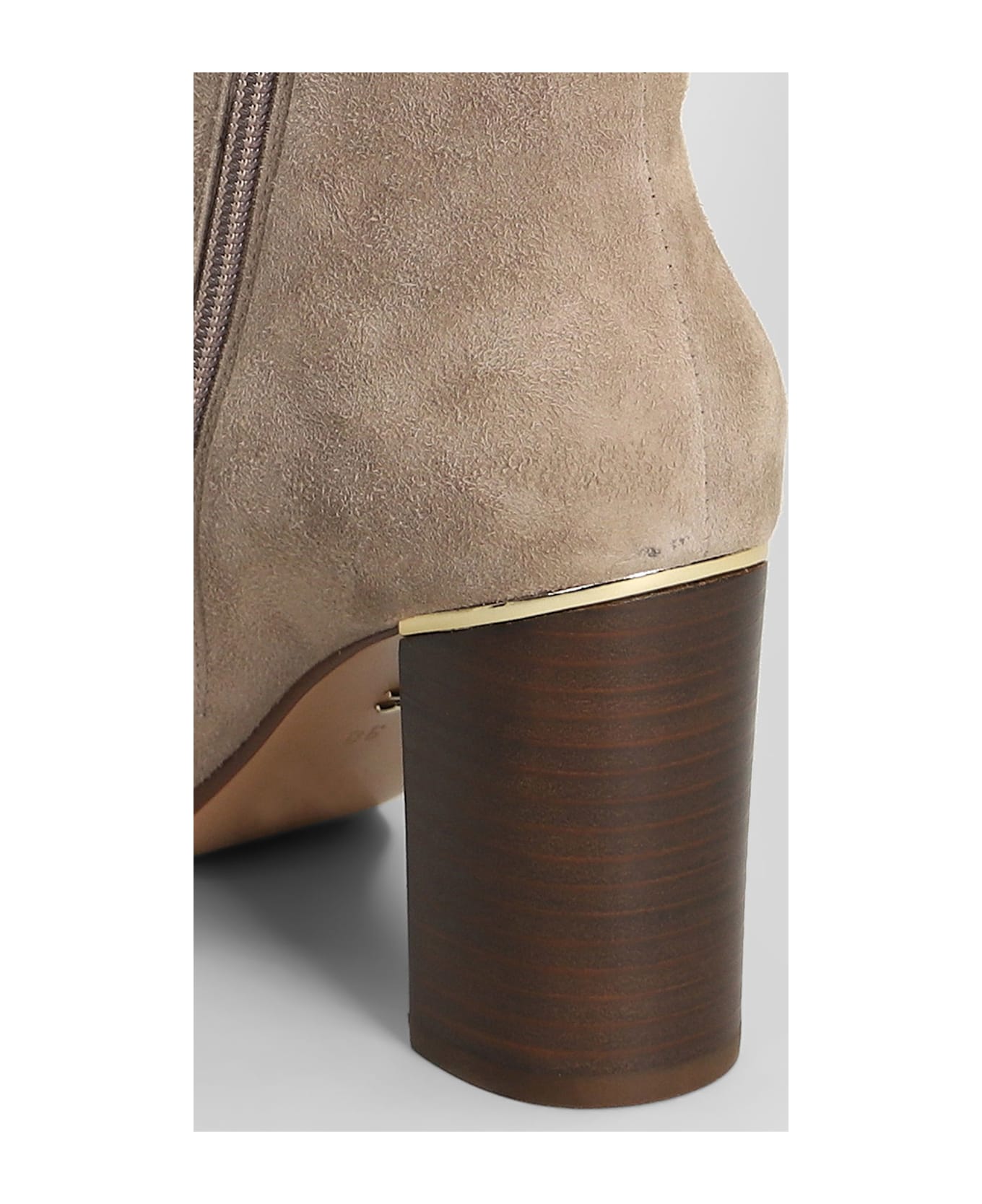 Lola Cruz High Heels Ankle Boots In Taupe Suede - taupe