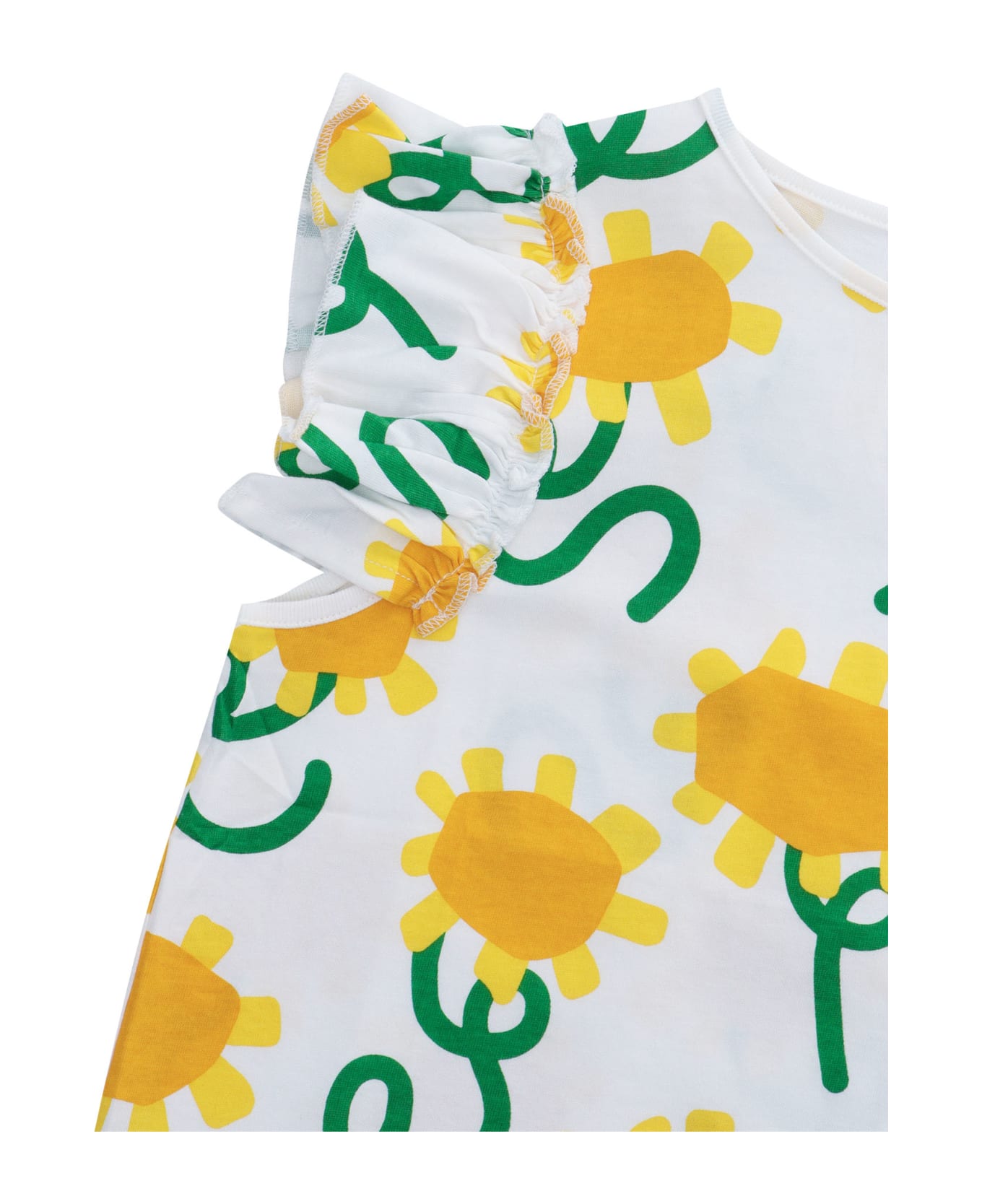 Stella McCartney Kids White T-shirt With Sunflower - WHITE