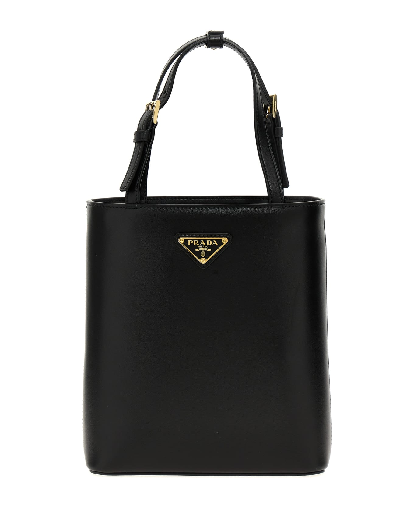 Prada Leather Logo Handbag - Black トートバッグ