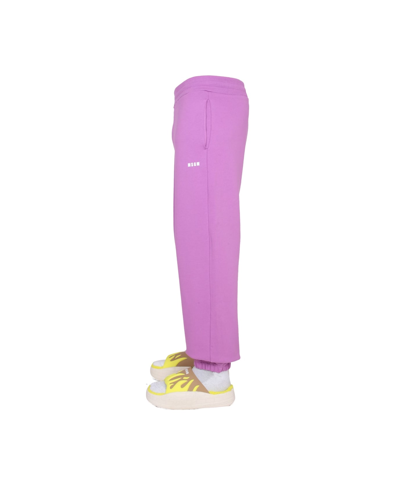 MSGM Jogging Pants With Logo - LILAC