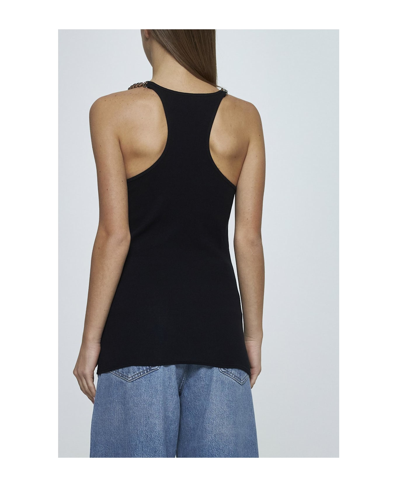 Stella McCartney Chain Straps Cotton Tank Top - Black
