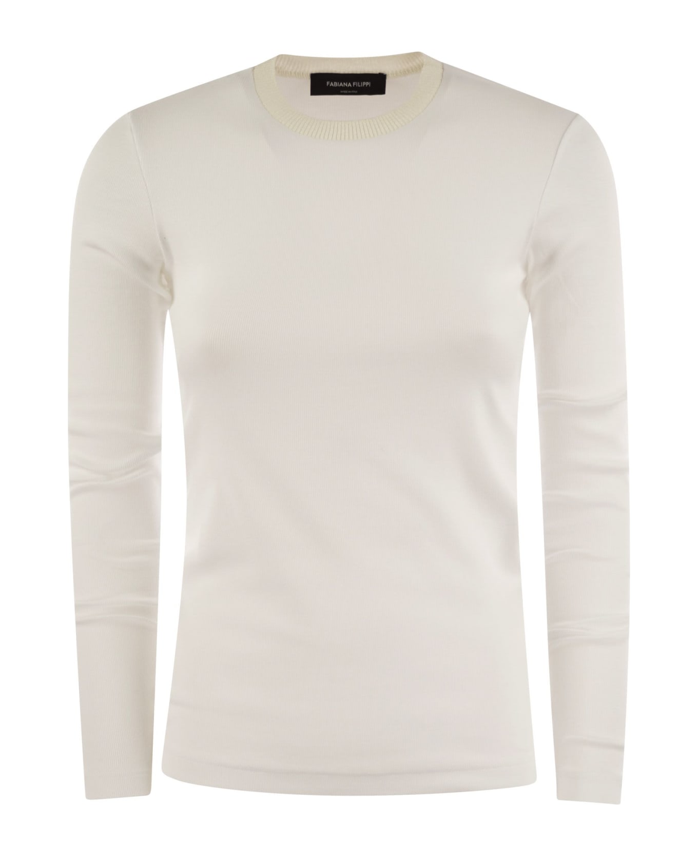 Fabiana Filippi Long-sleeved T-shirt In Jersey - White