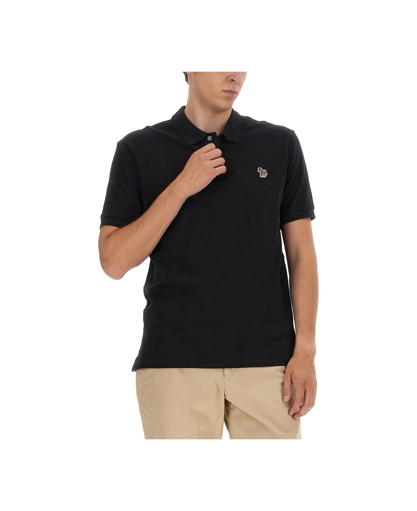 PS by Paul Smith Polo Shirt With Zebra Patch - BLACK