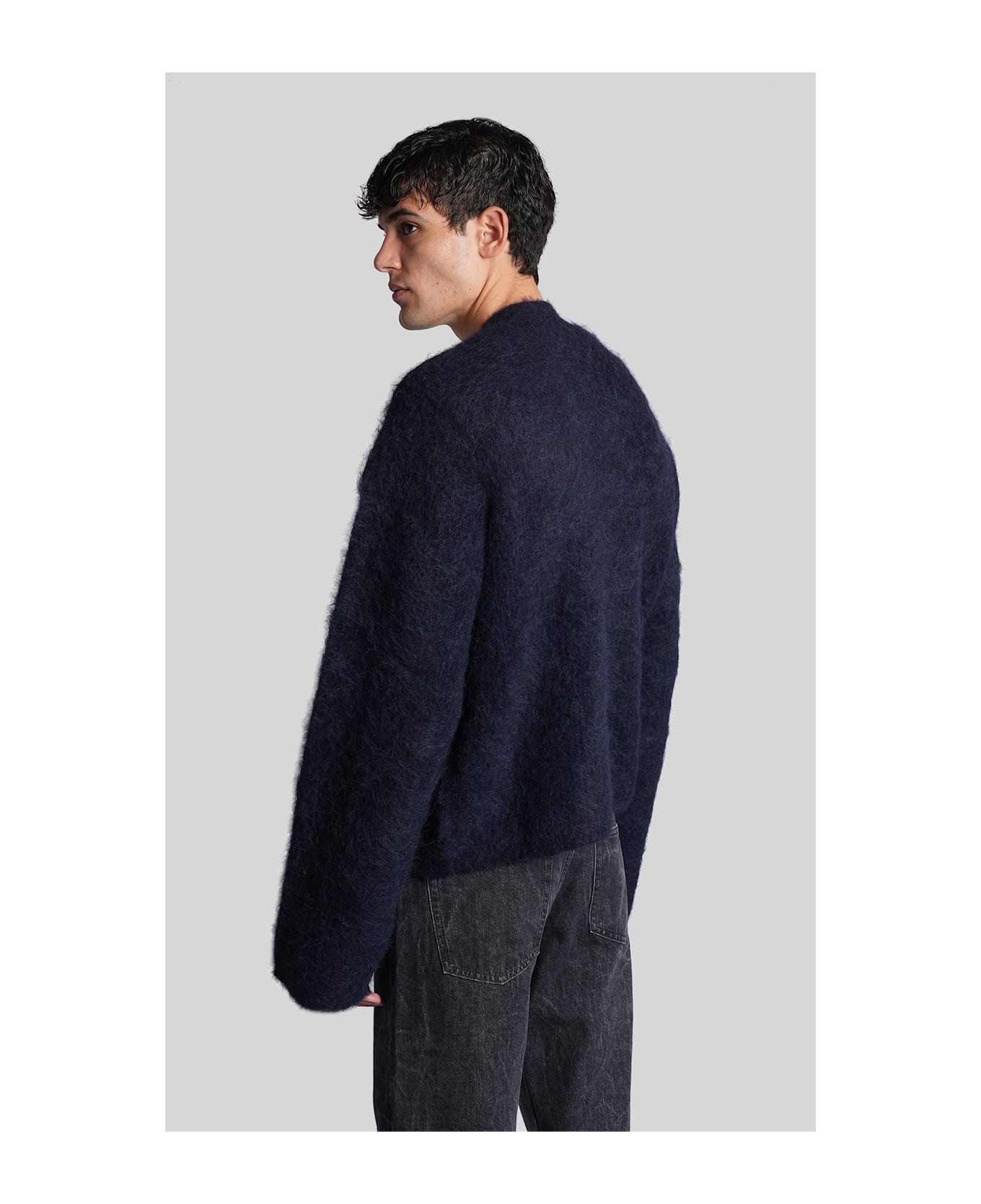 Séfr Lee Cardigan In Blue Alpaca - blue