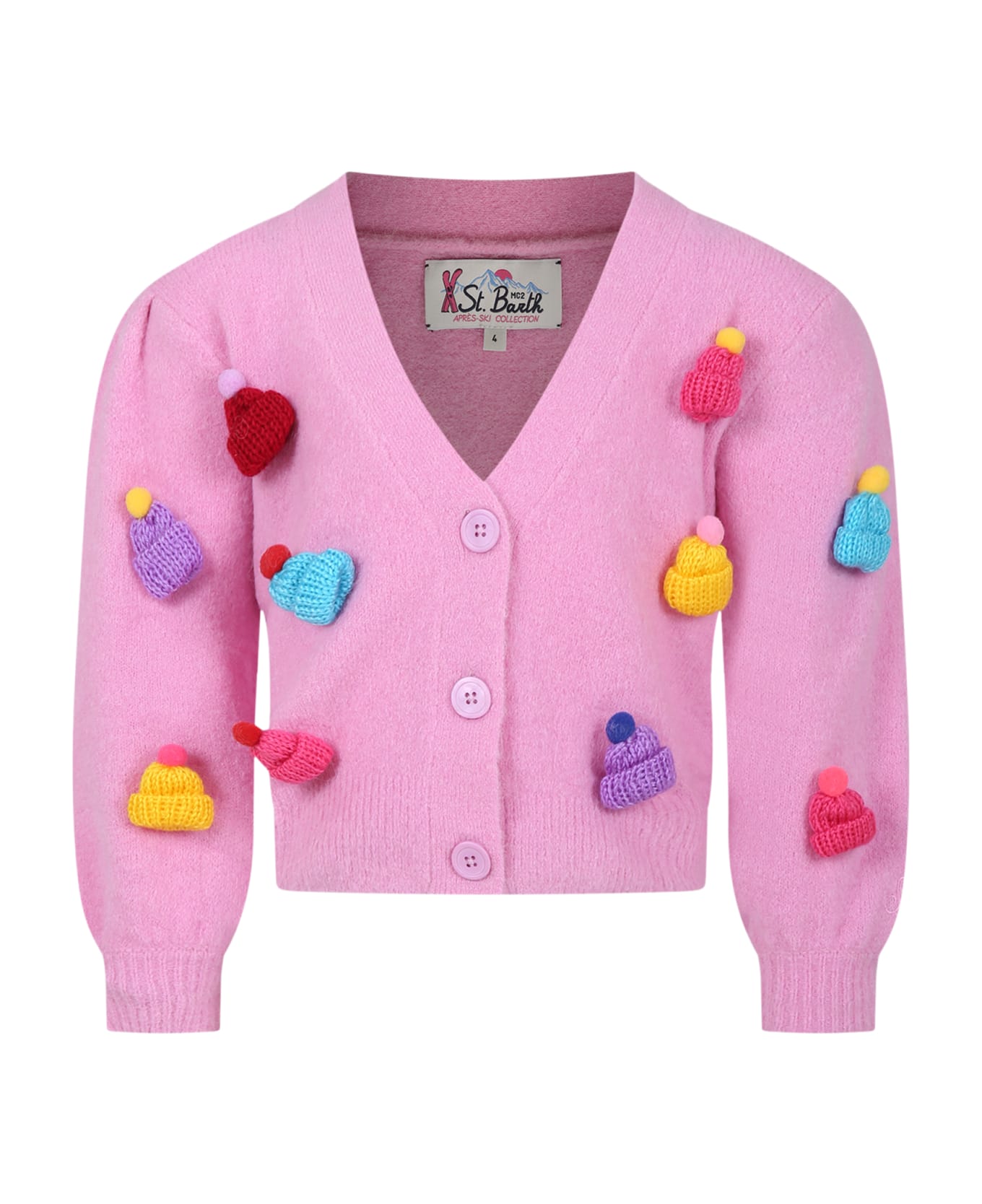 MC2 Saint Barth Pink Cardigan For Girl With Hats - Pink