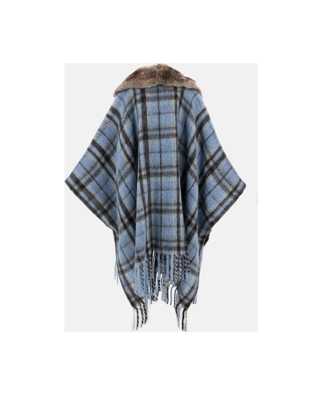 Moncler Grenoble Tartan Wool Cape - Clear Blue