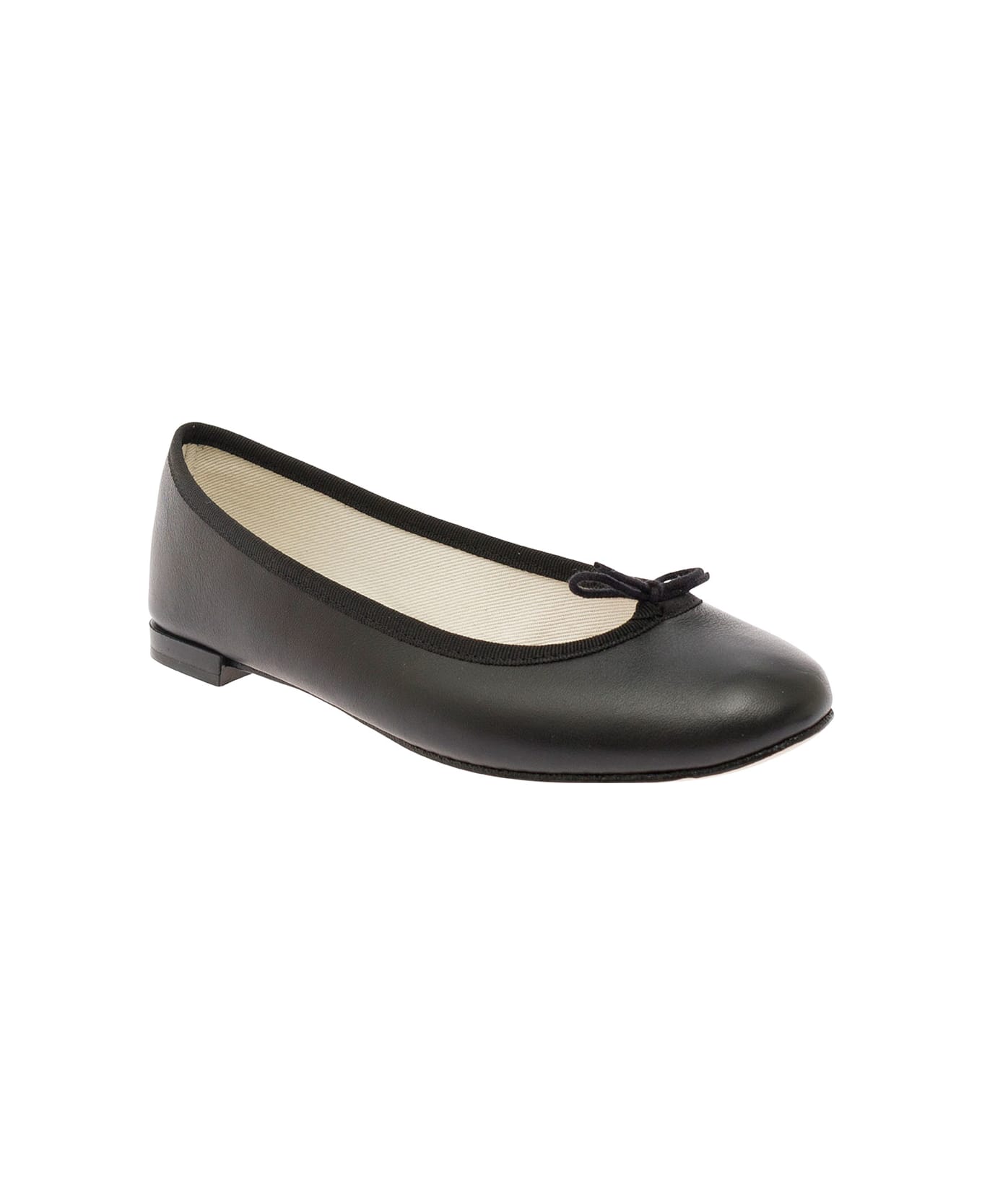 Repetto 'cendrillon' Black Ballet Flats With Bow Detail In Smooth Leather Woman - Black フラットシューズ
