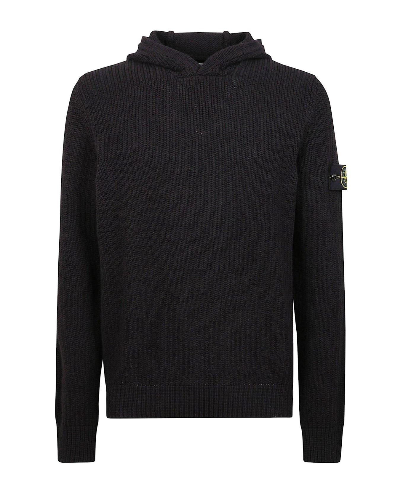 Stone Island Long-sleeved Knitted Hoodie - Blu