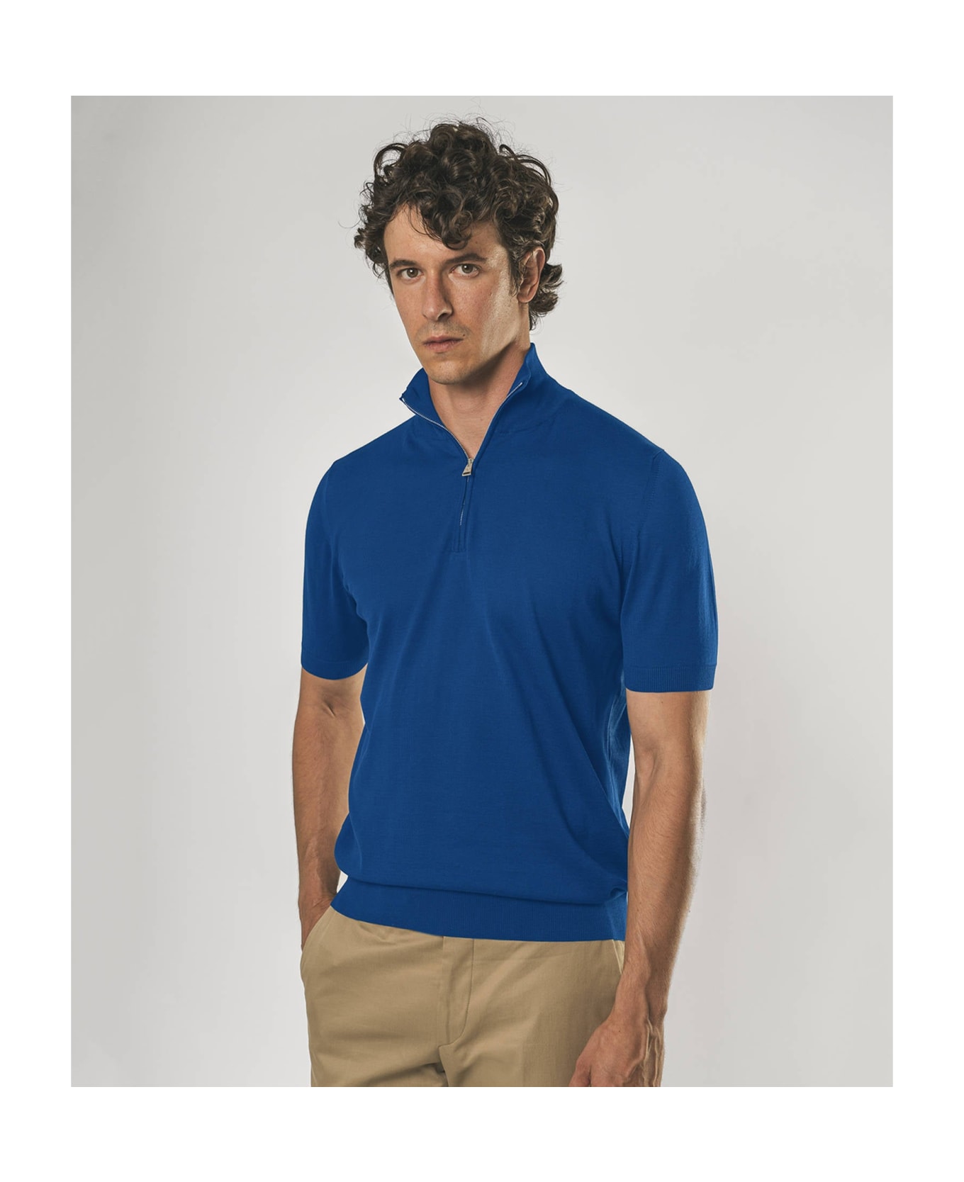 Larusmiani Paul T-shirt With Zip Sweater - Blue