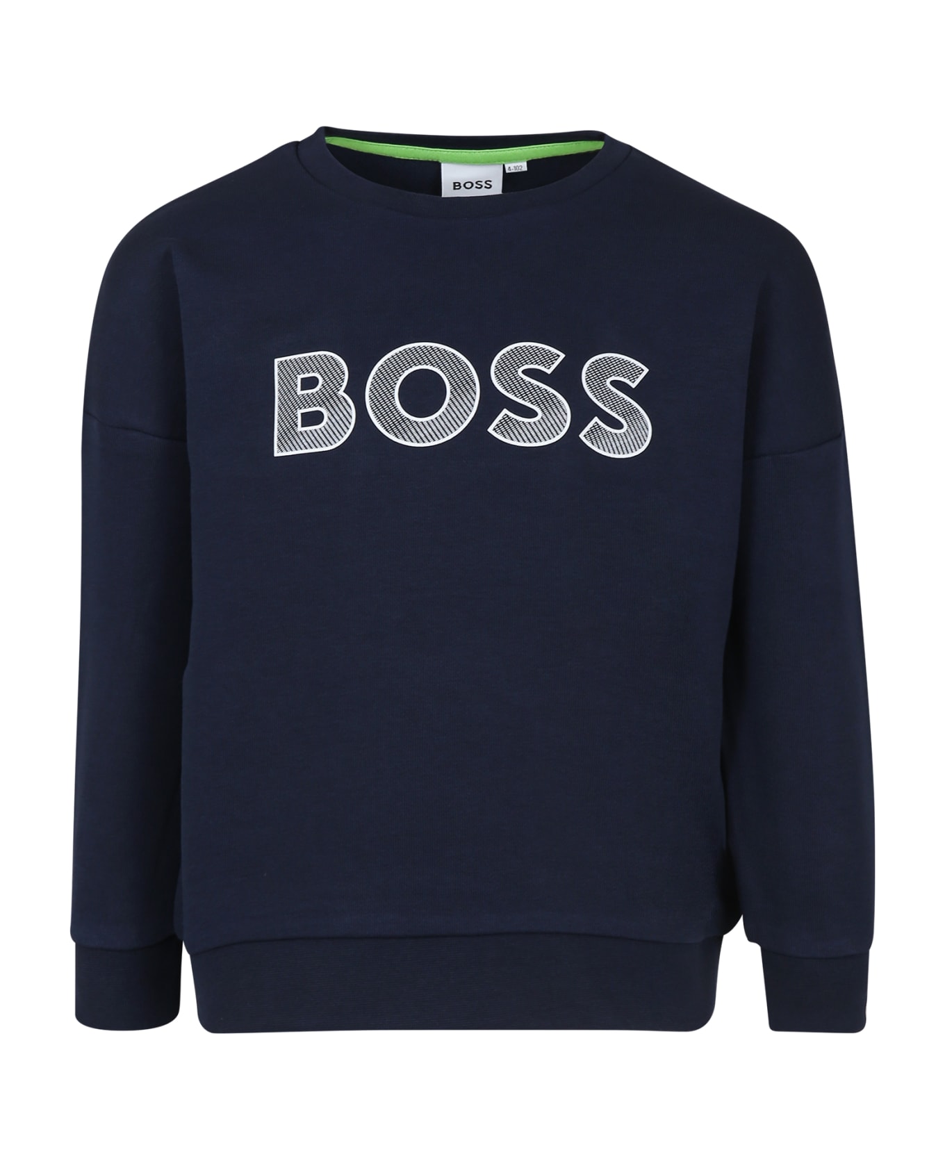Hugo Boss Blue Sweatshirt For Boy With Logo - Blue ニットウェア＆スウェットシャツ