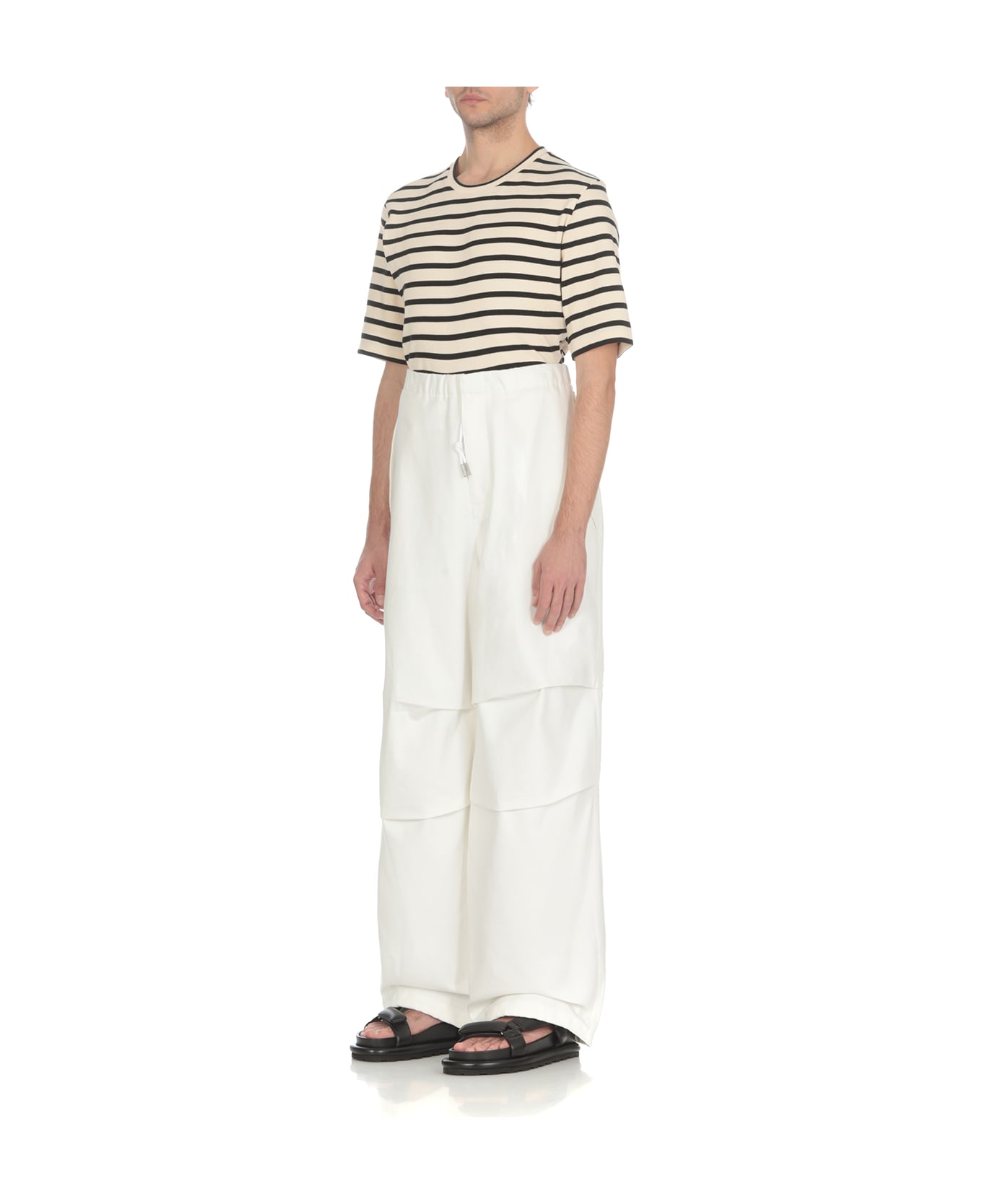 Jil Sander Diagonal Cotton Trousers - White