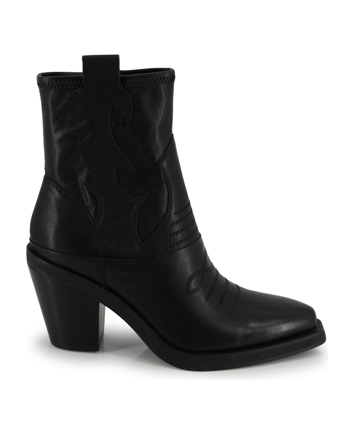 Ash Short Black Cowboy Boot - Black