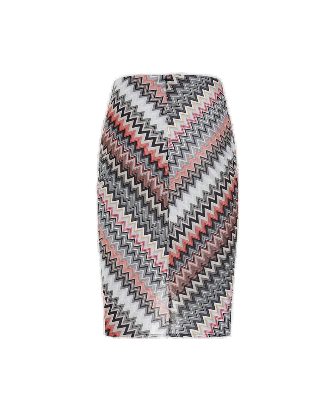 Missoni Zigzag Printed Ruched-detail Midi Skirt - MultiColour