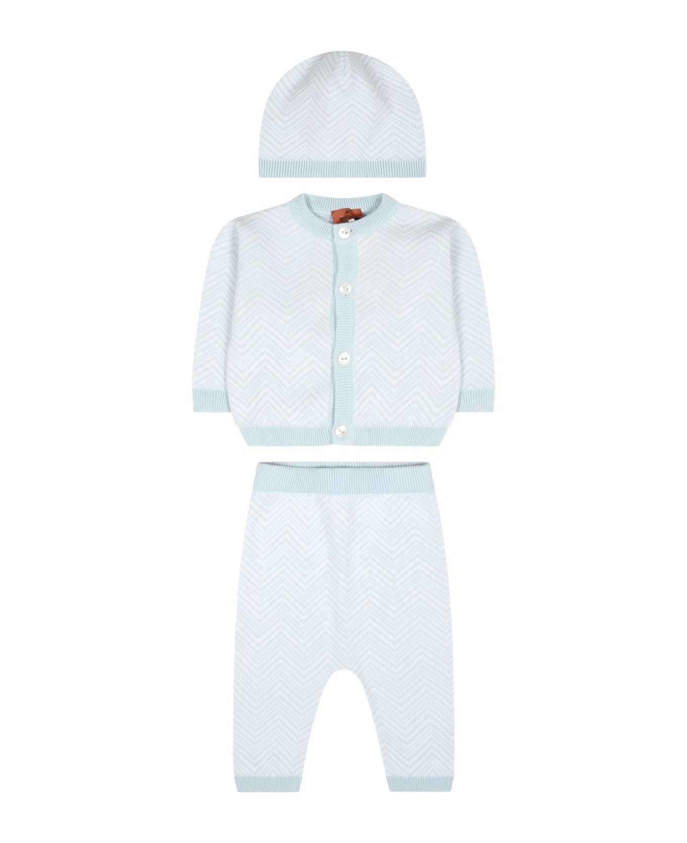 Missoni Sky Blue Birth Suit For Baby Boy With Chevron Pattern - Light Blue