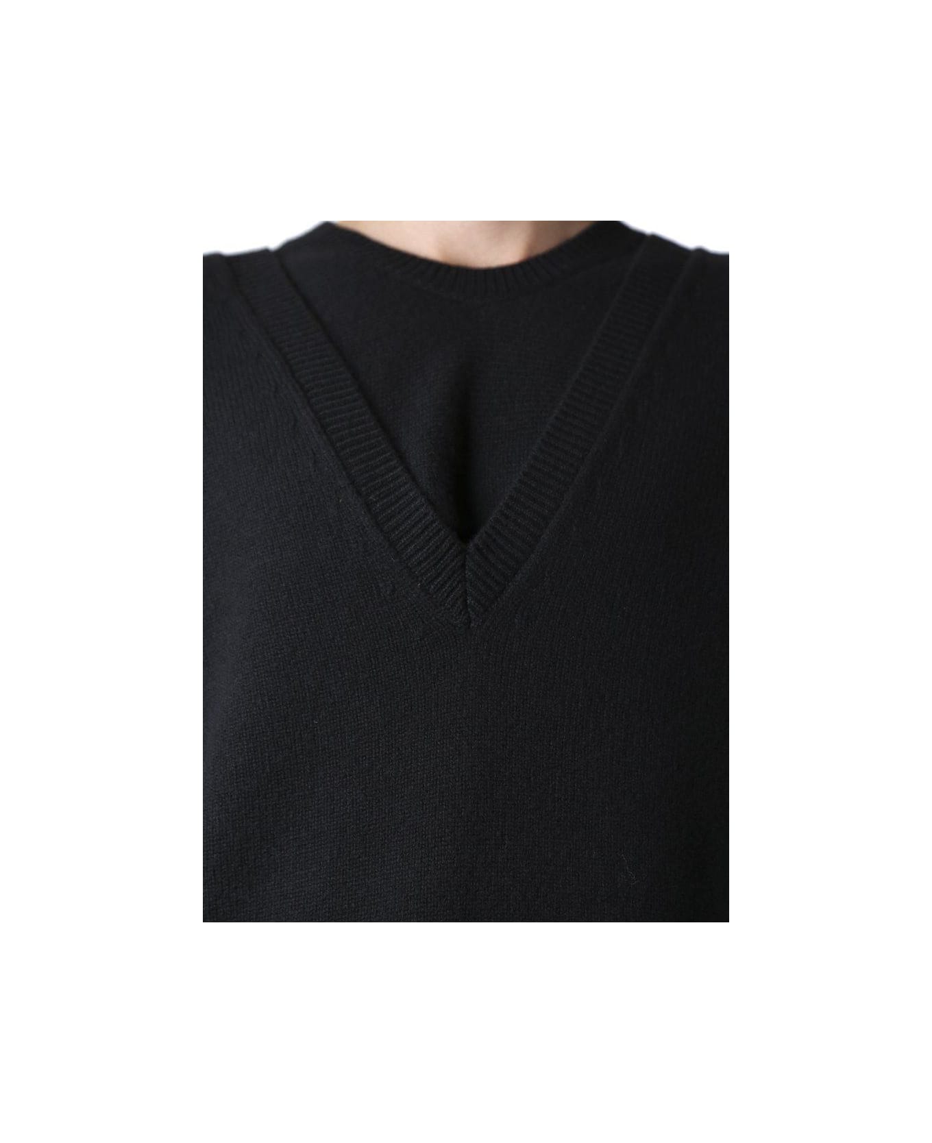 Bottega Veneta Layered Knit Jumper - Black ニットウェア
