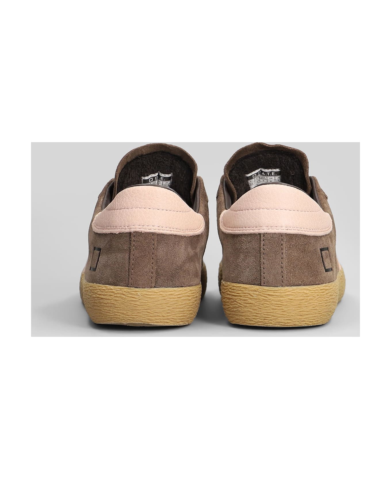 D.A.T.E. Hill Low Suede Sneakers In Taupe Suede And Leather - Ta Taupe