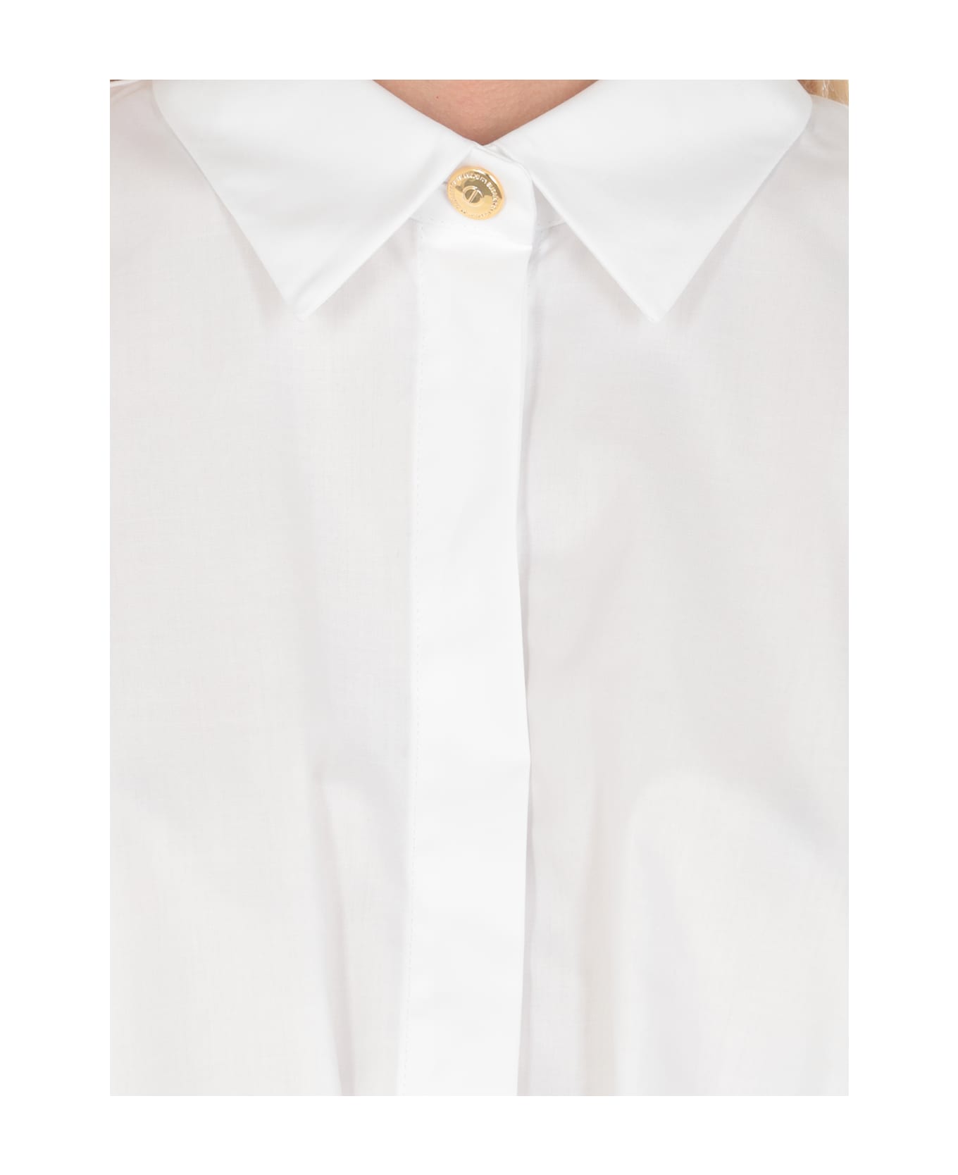 Elisabetta Franchi Long-sleeved Cropped Poplin Shirt Elisabetta Franchi - White