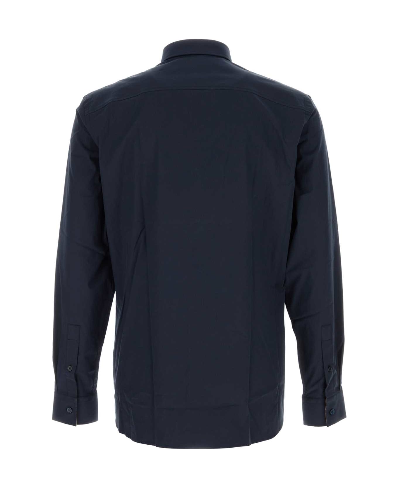 Burberry Navy Blue Stretch Poplin Shirt - NAVY