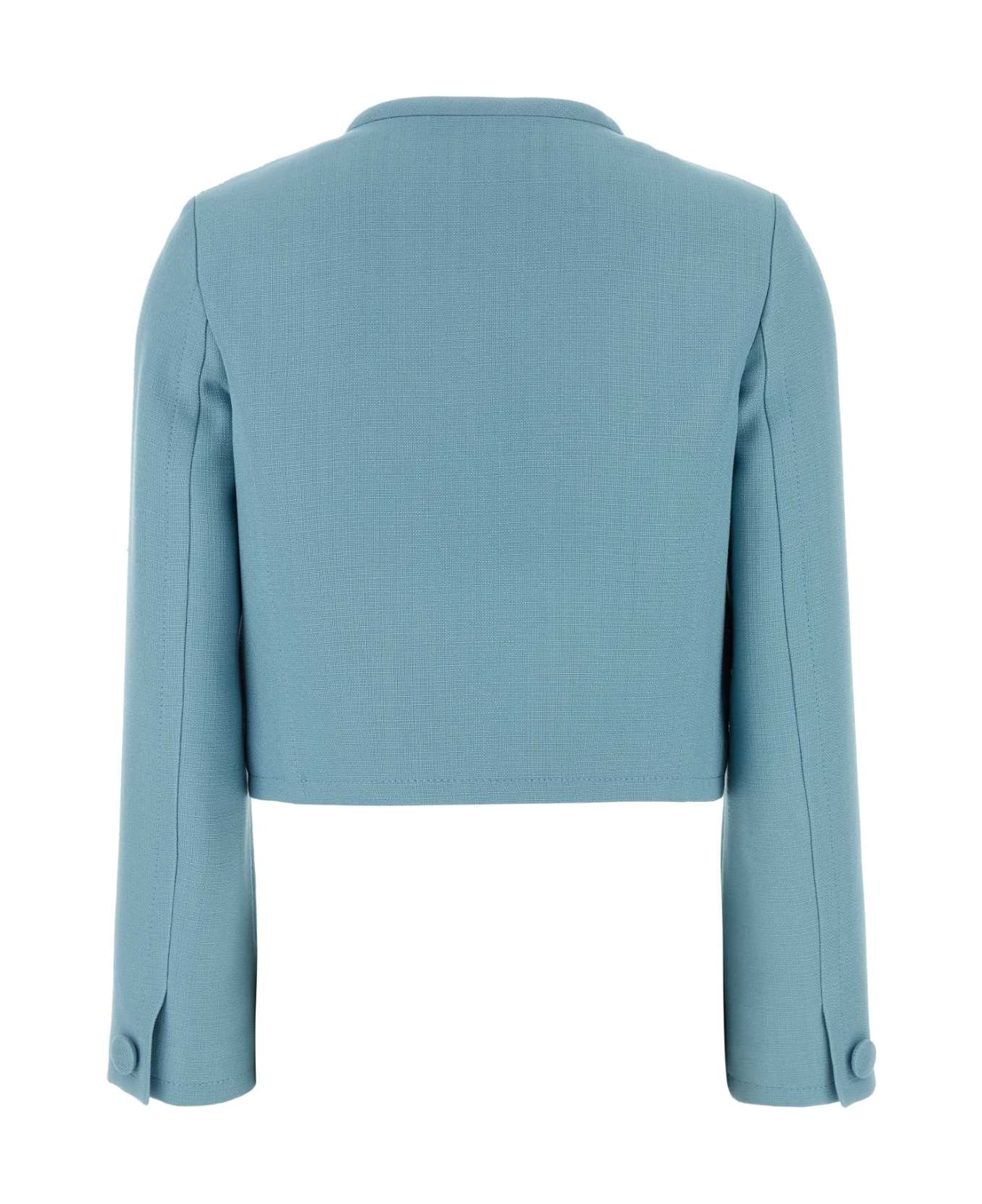 Valentino Garavani Light Blue Viscose Blazer - BLUISHGREY