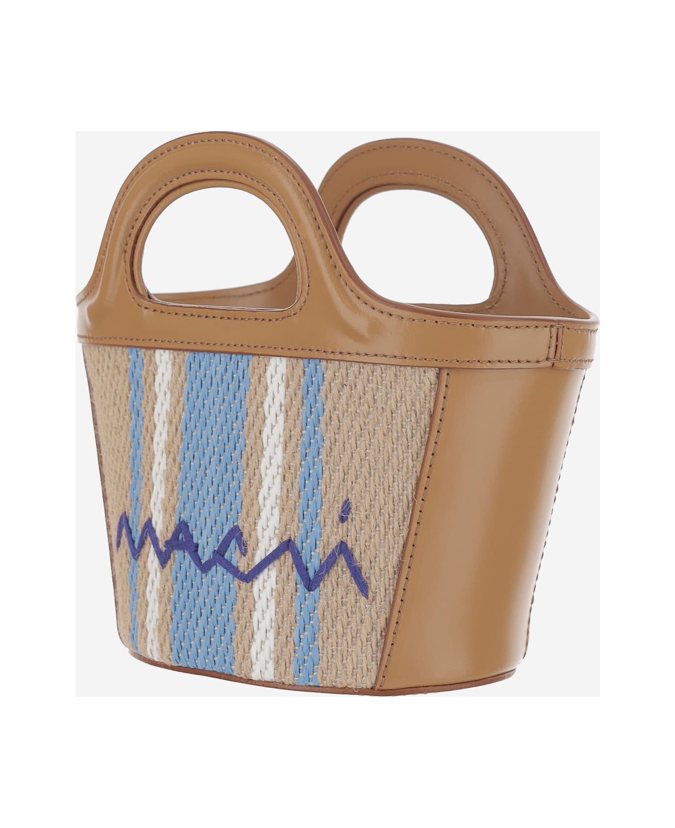 Marni Beige And Light Blue Leather Totes - Red
