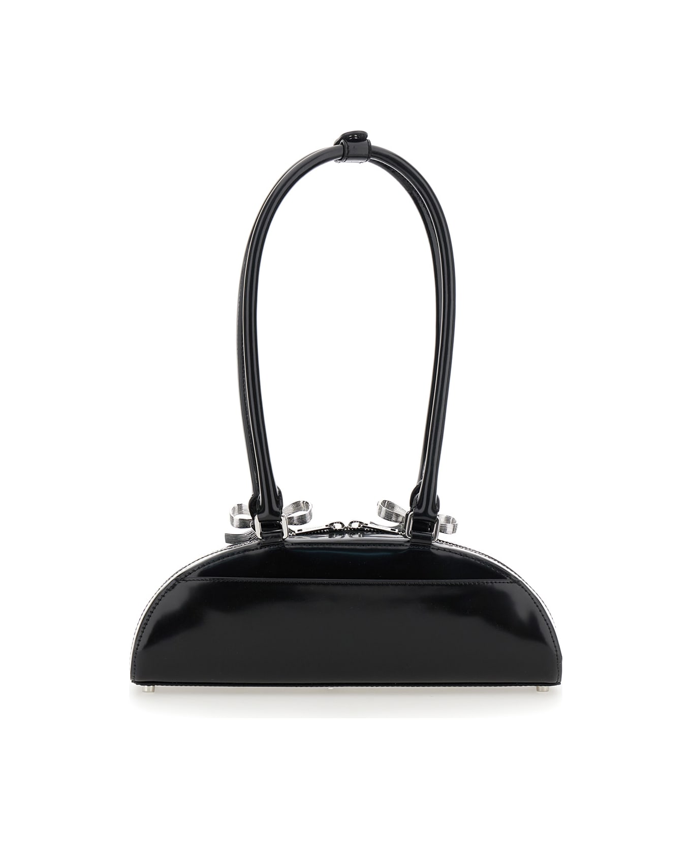 self-portrait Leather Curved Shoulder Bag - BLACK