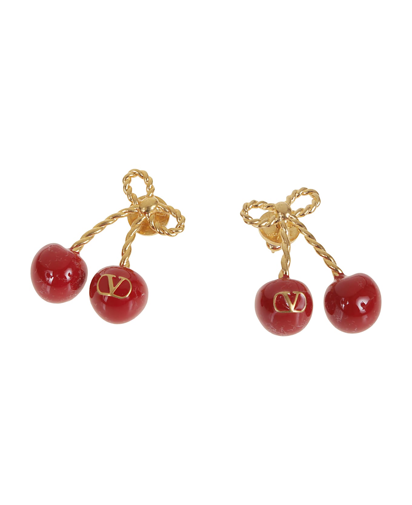 Valentino Garavani Earrings Chez Valentino - Y Antique Brass Rosso