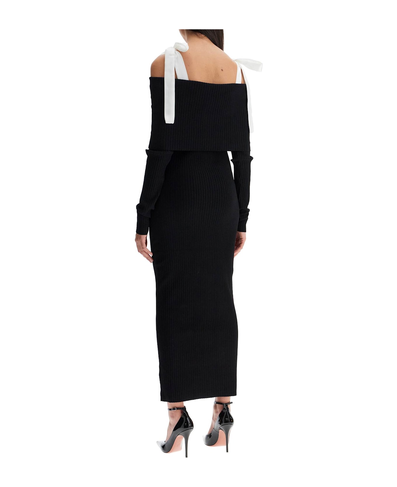 Rotate by Birger Christensen Maxi Off-shoulder Dress With Long Sleeves - BLACK (Black)