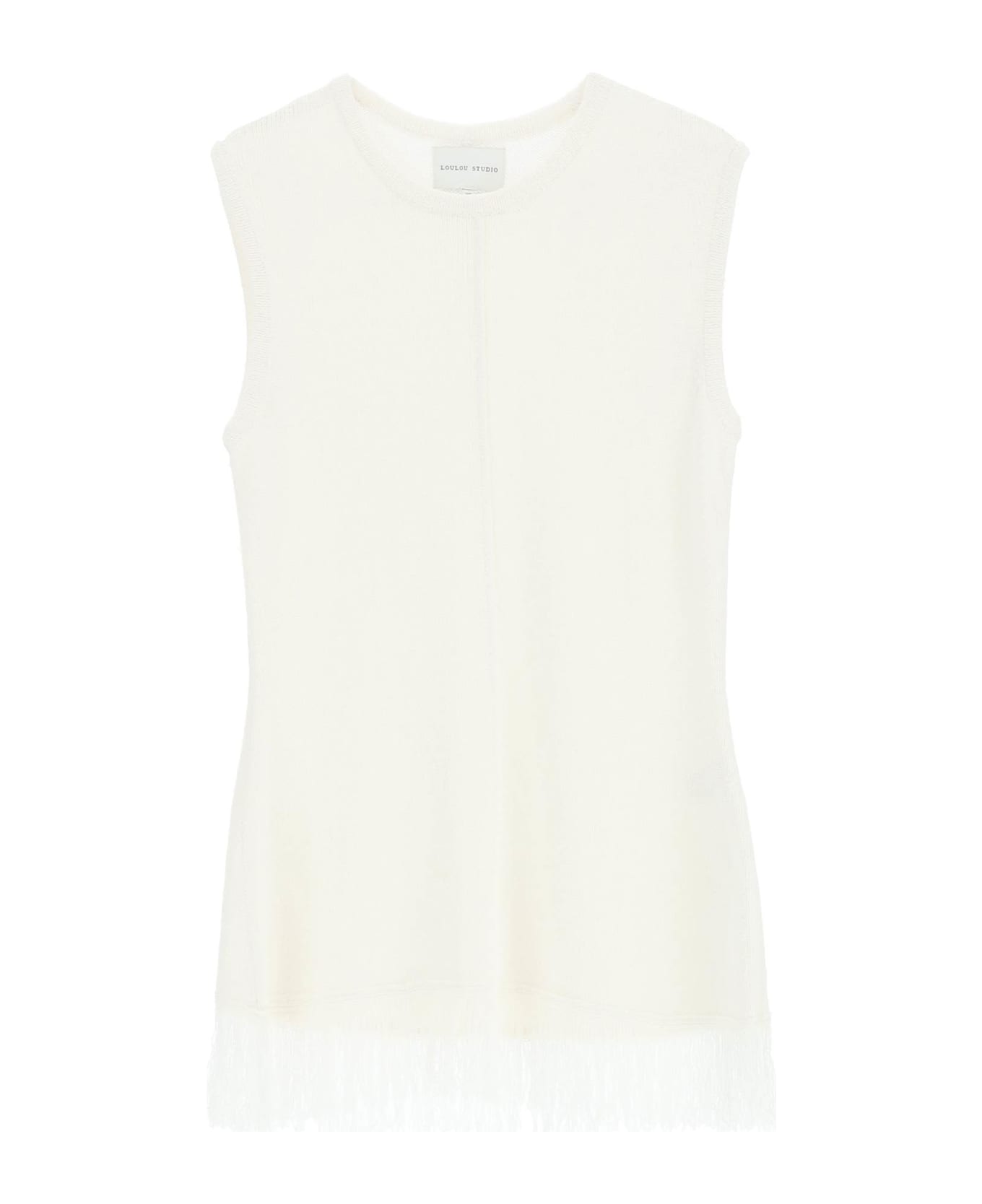 Loulou Studio Fringed Bouclé Knit Top - IVORY (White) タンクトップ