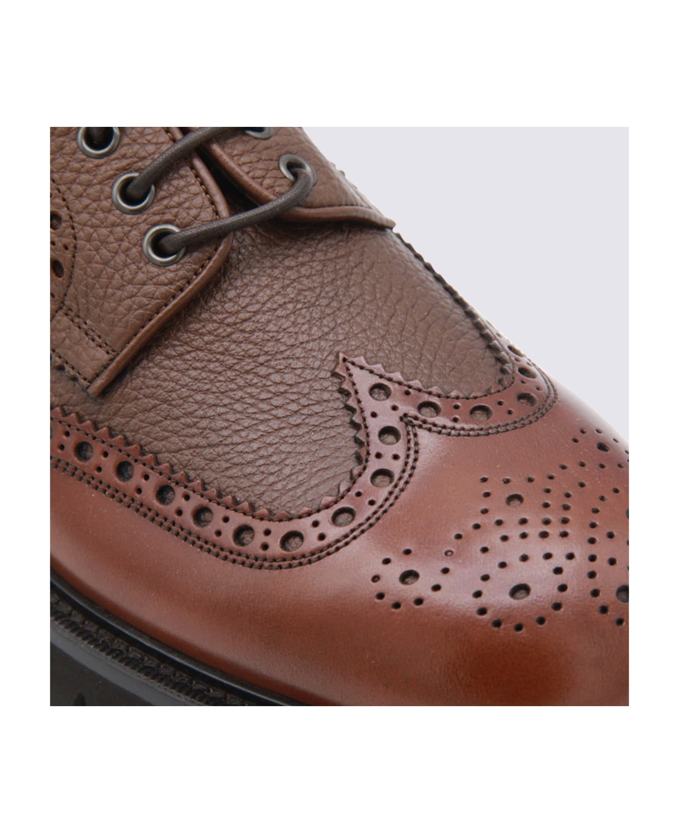 Ferragamo Brown Leather Lace Up Shoes - MIDBROWN