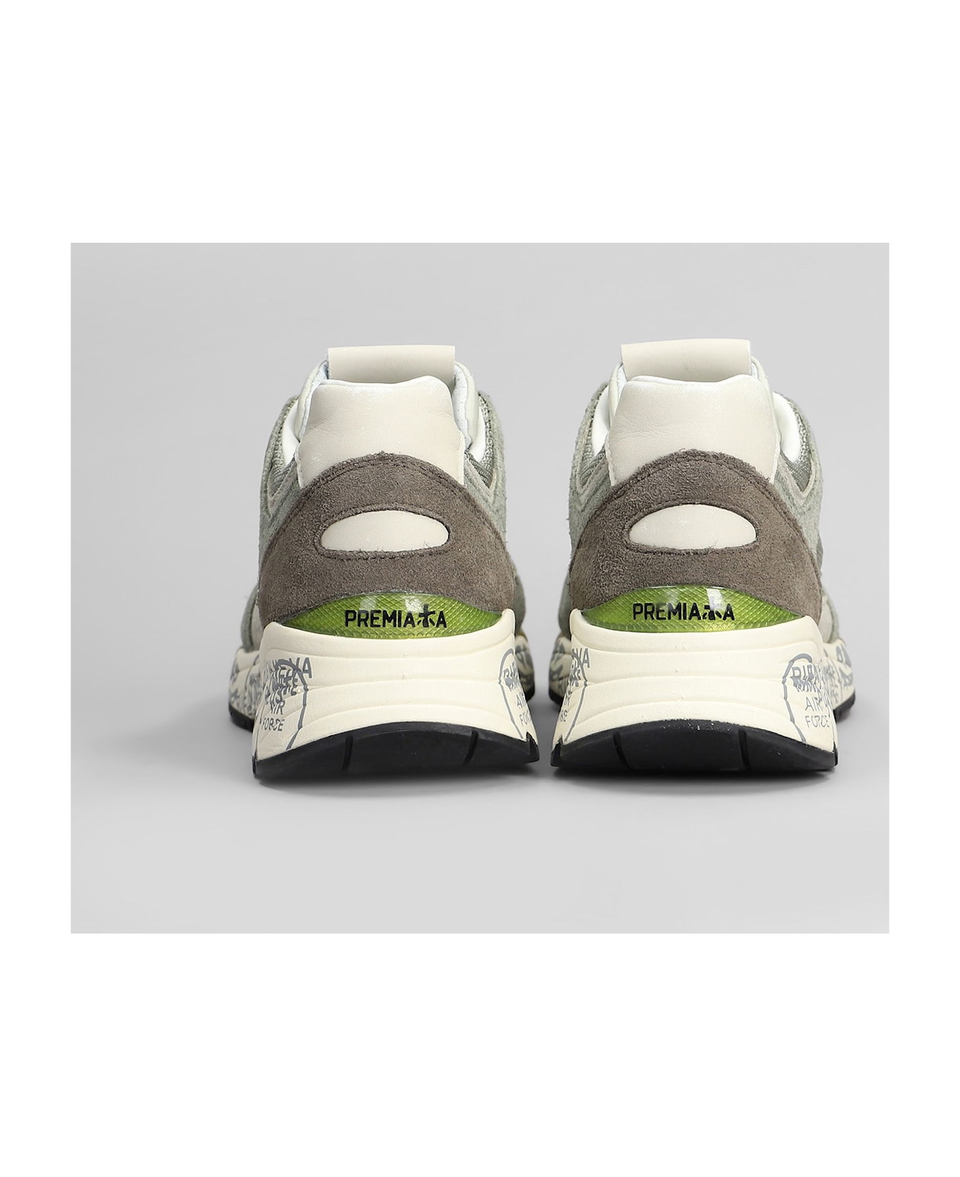 Premiata Mase Sneakers In Grey Suede And Fabric - grey