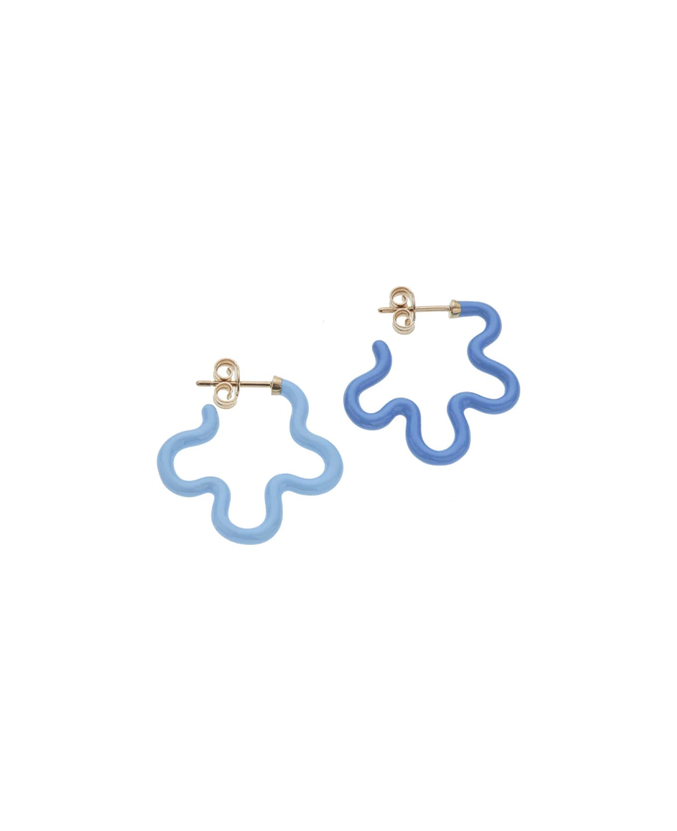 Bea Bongiasca 2 Tone Asymmetrical Flower Power Earrings In Baby Blue And Turquoise - Blue イヤリング