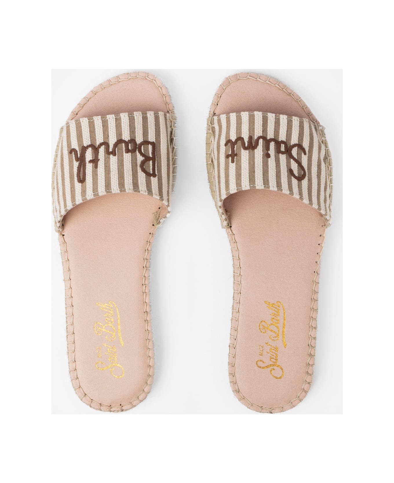 MC2 Saint Barth Woman Espadrillas Mules Luz With Saint Barth Embroidery - BROWN