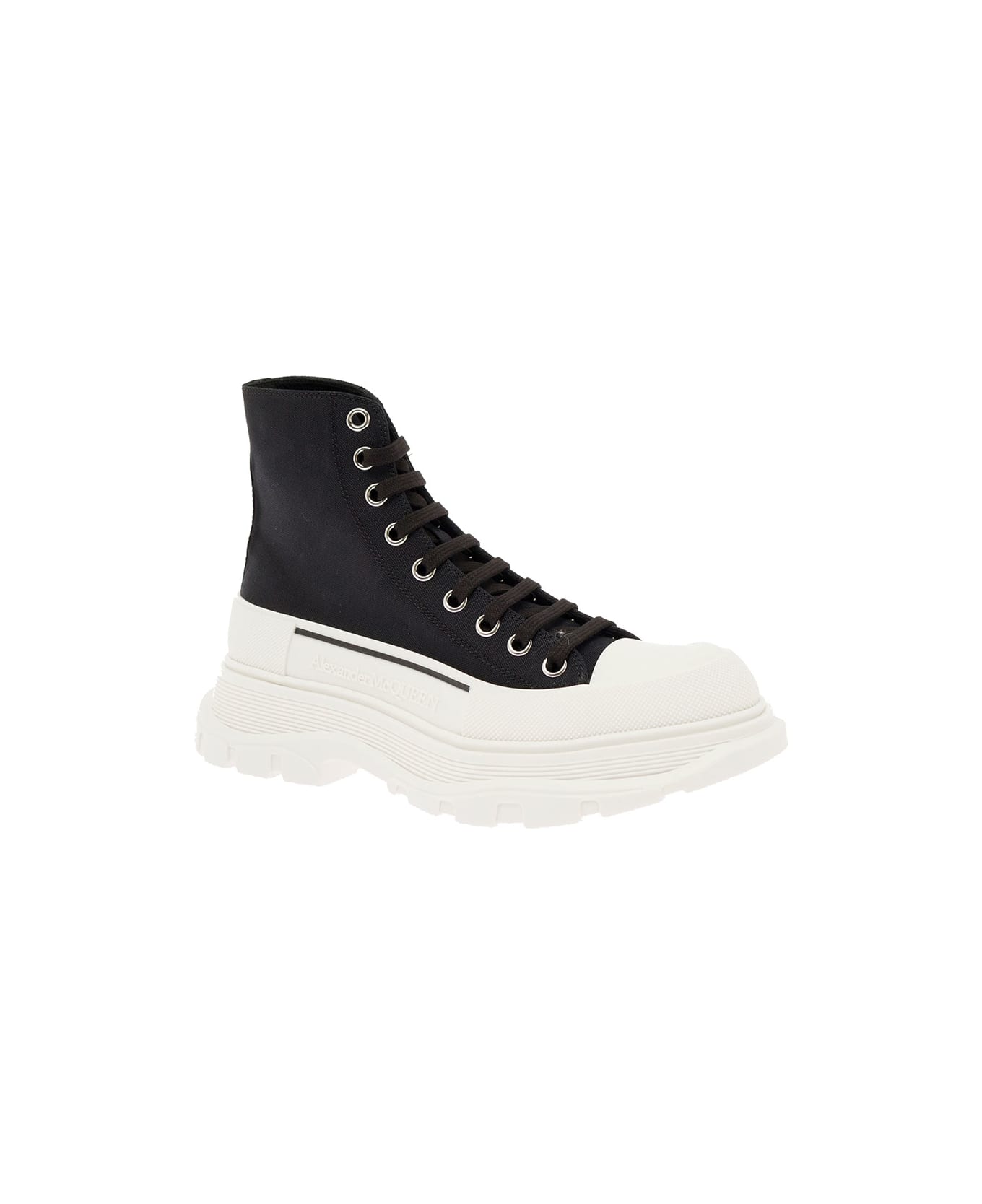 Alexander McQueen 'tread Slick' Black High Top Sneakers With Oversized Platform In Cotton Woman - Black