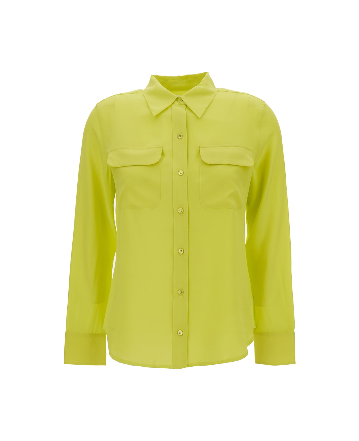 Equipment Yellow Satin Slim Signature Shirt In Silk Woman - Yellow シャツ