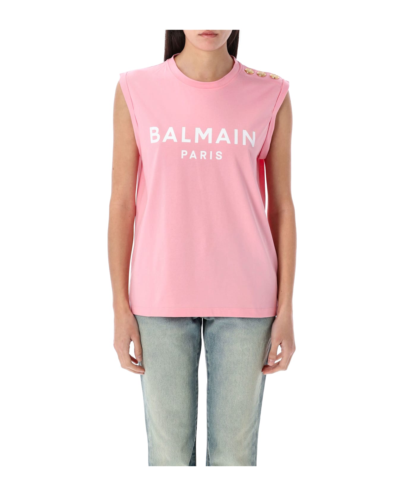 Balmain 3-button Tank Top - ROSE