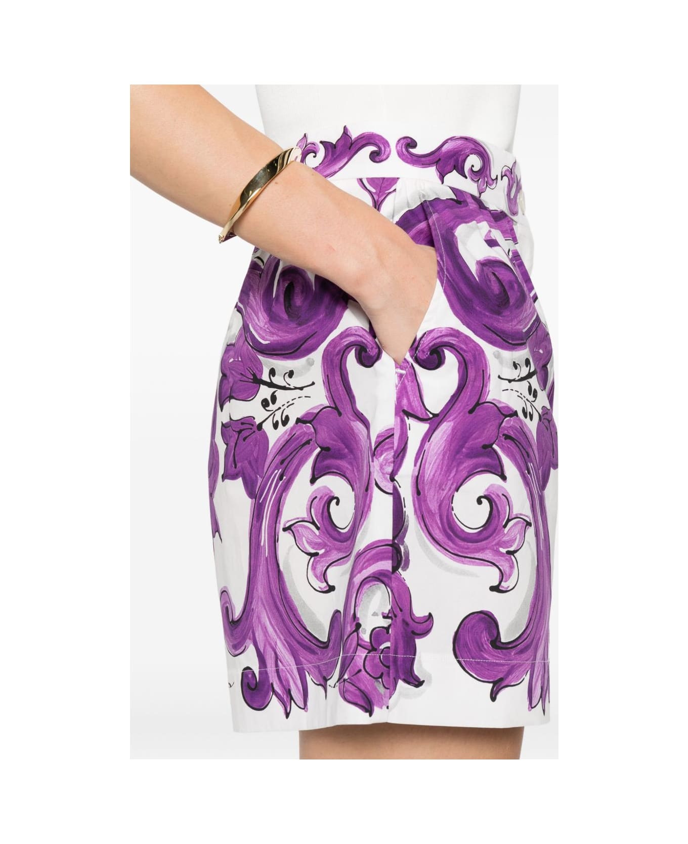 Dolce 
Gabbana Cotton Shorts With Maiolica Print - Purple