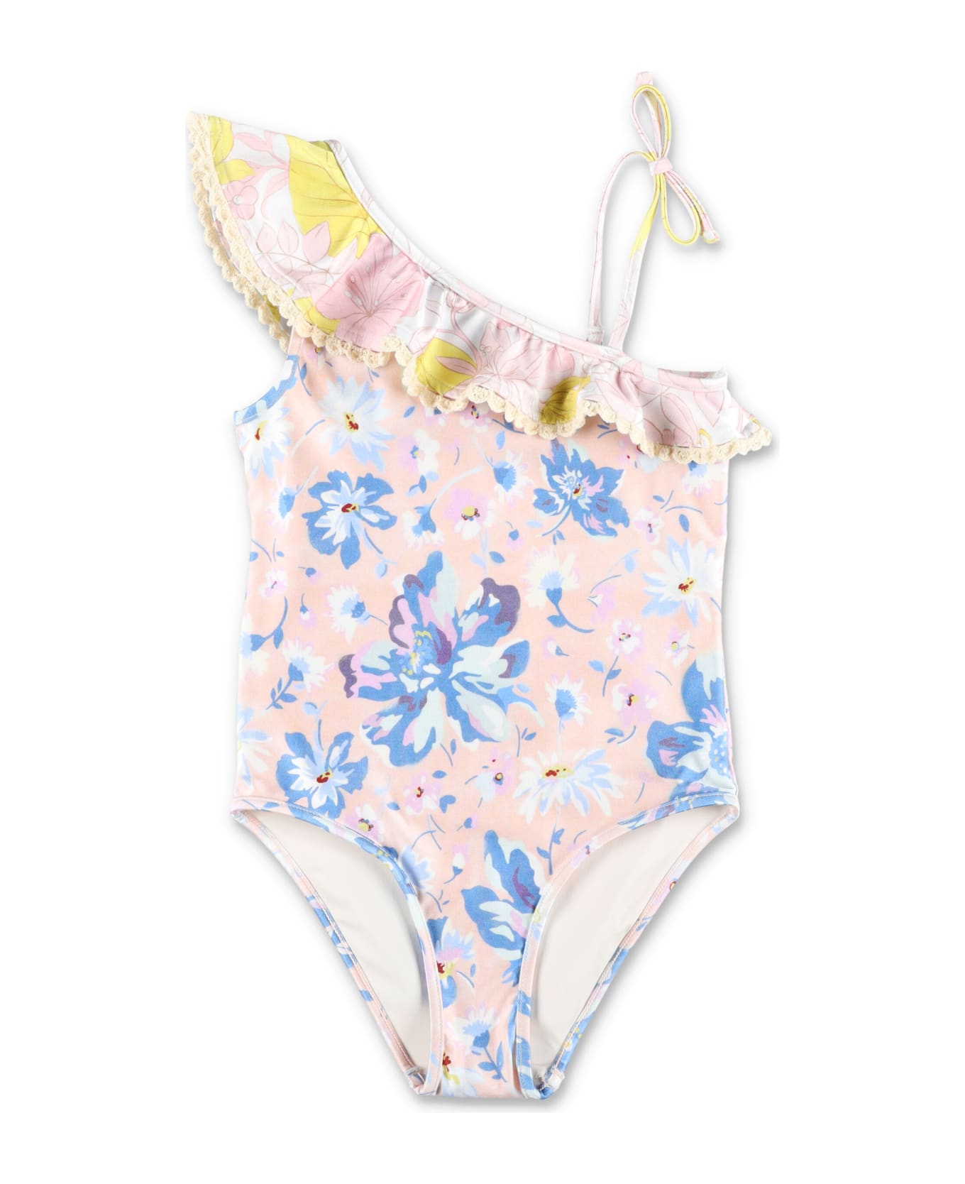 Zimmermann Kid - Pop Trim Frill One Piece - PINK/BLUE FLORAL