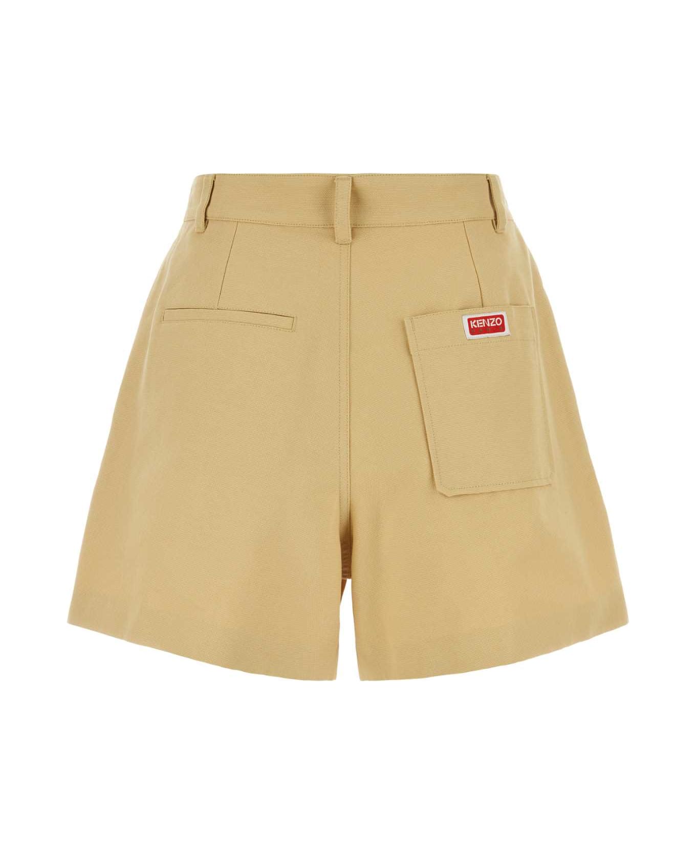 Kenzo Cream Cotton Bermuda Shorts - CAMEL