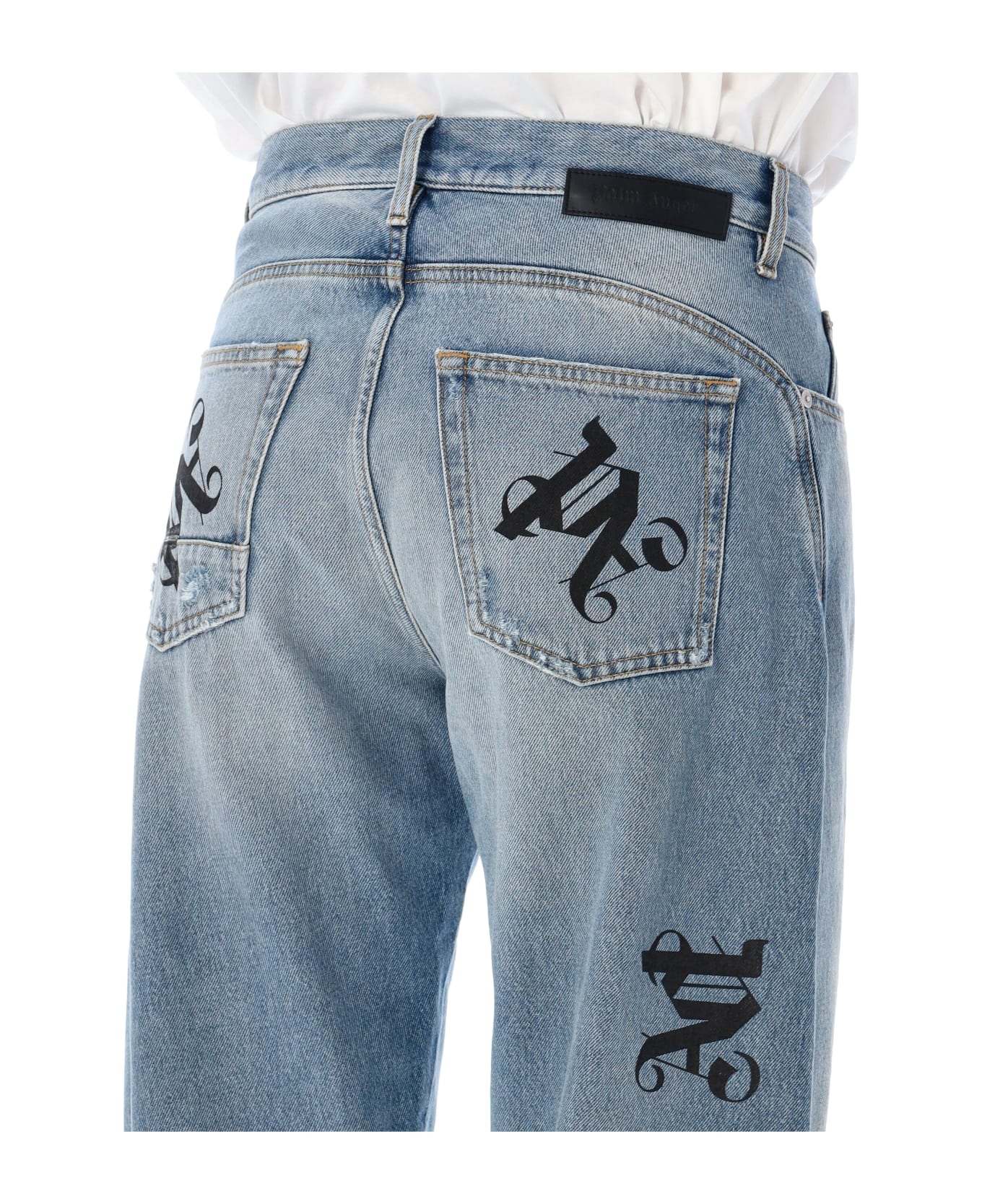 Palm Angels Monogram Loose Denim Pant - LIGHT BLUE