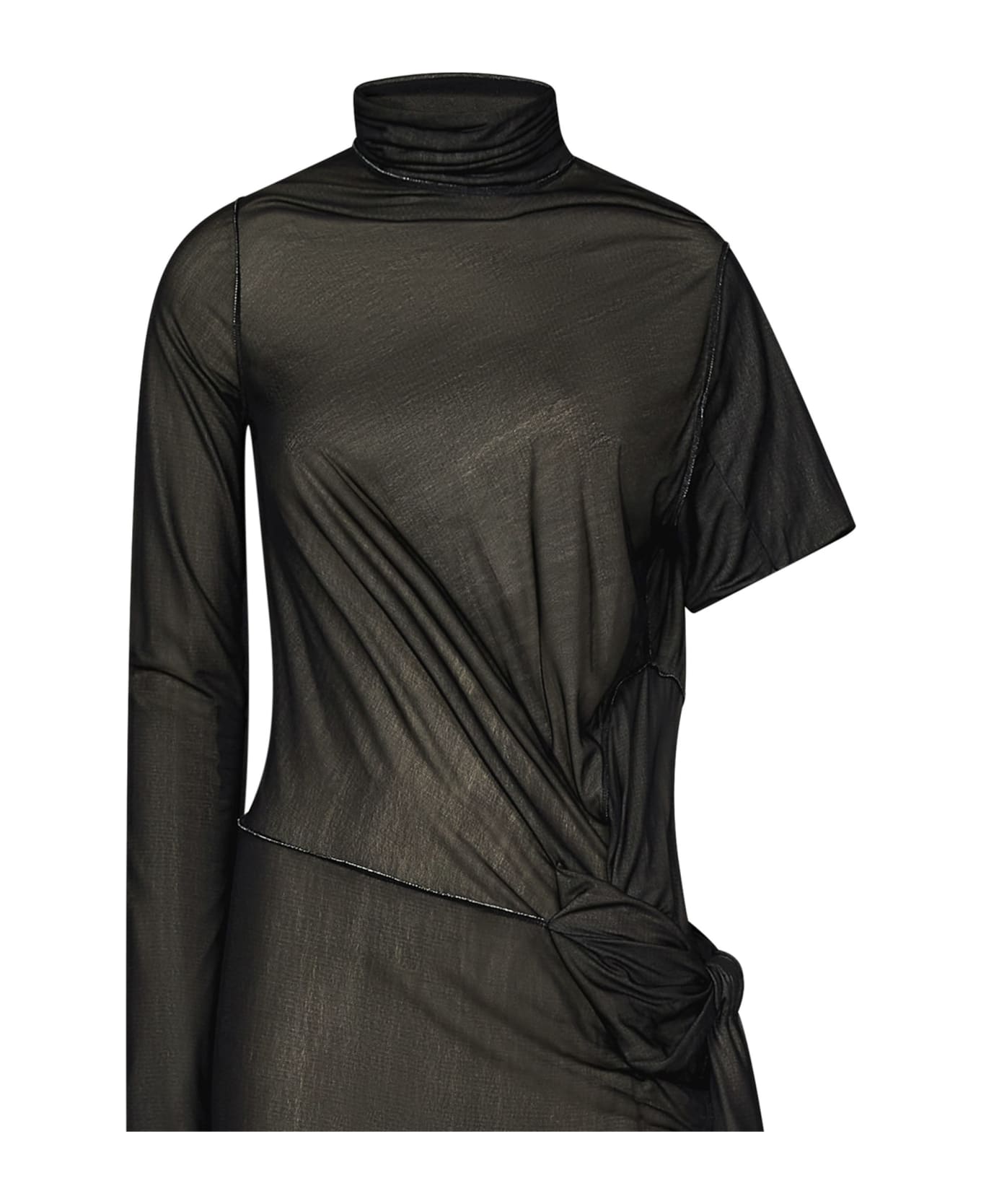Maison Margiela One-shoulder Semi-sheer Midi Dress - Black Butter