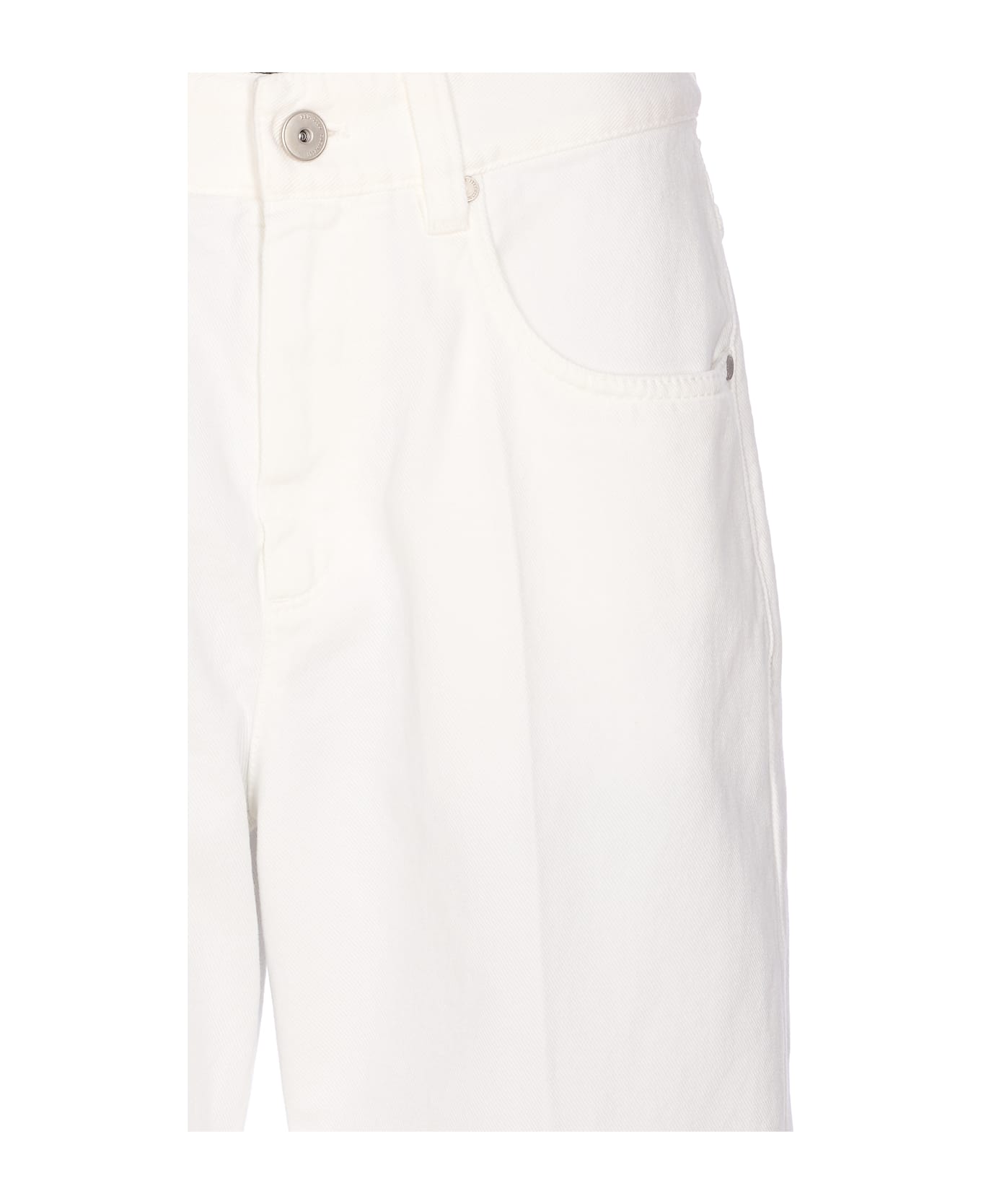Brunello Cucinelli Contemporary Square Denim Pants With Jewel - White