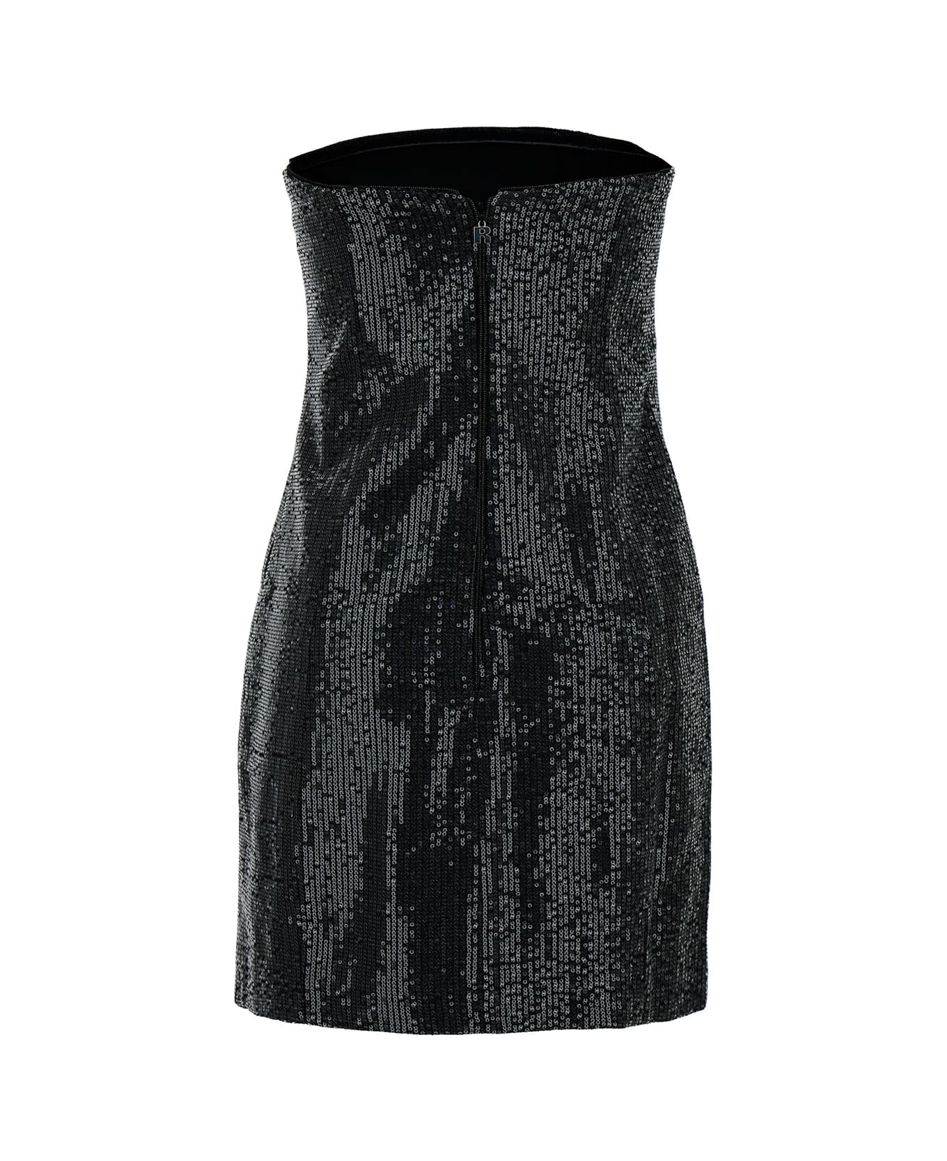 Rotate by Birger Christensen Mini Black Strapless Dress With Paillettes In Cotton Woman - Black