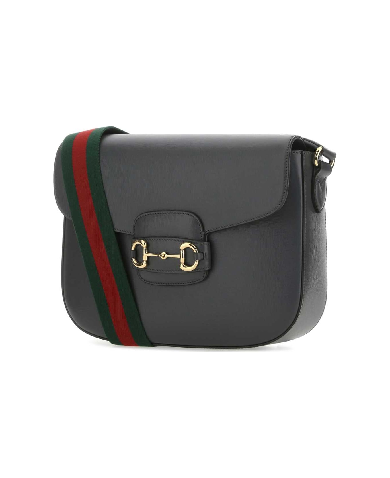 Gucci Dark Grey Leather 1955 Horsebit Shoulder Bag - 1142