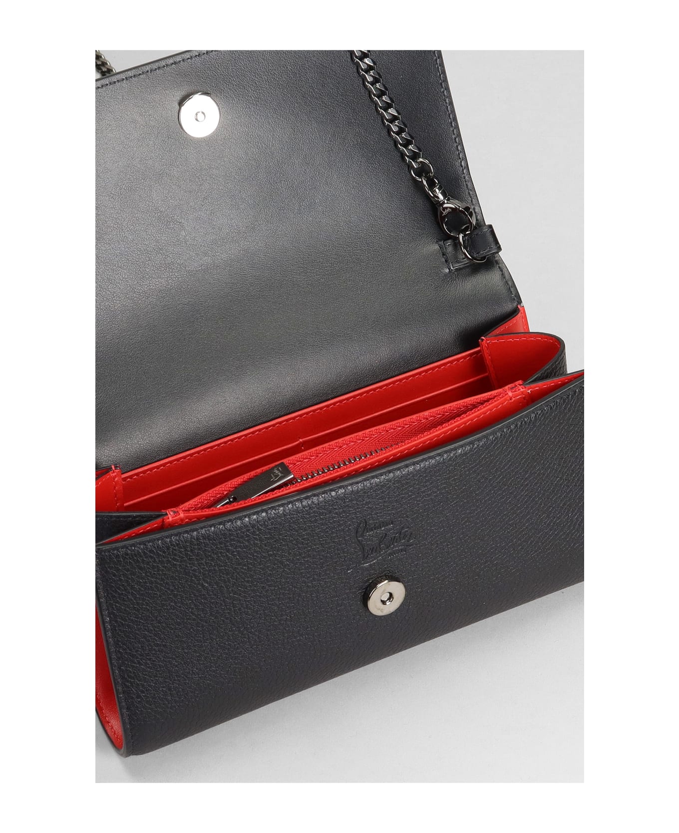 Christian Louboutin By My Side Chain Wallet In Grained Leather - Black/black 財布
