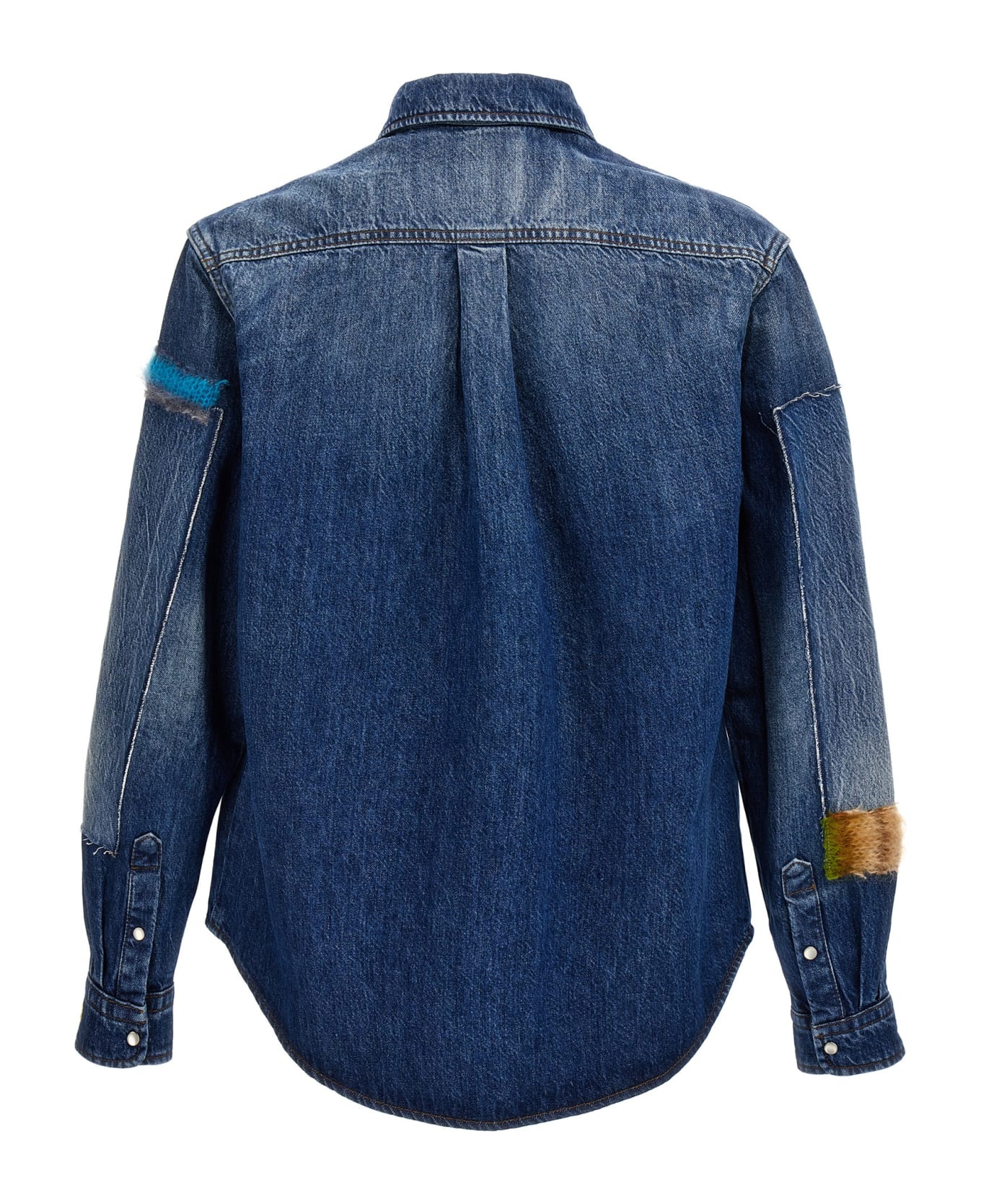 Marni Denim Shirt, Embroidery And Patches - BLUE/MULTICOLOUR