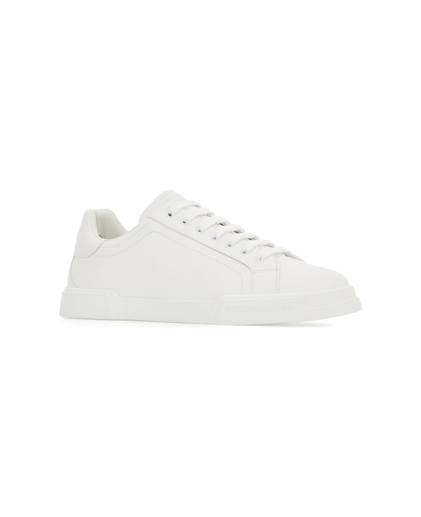 Dolce & Gabbana White Leather Sneakers - WHITE