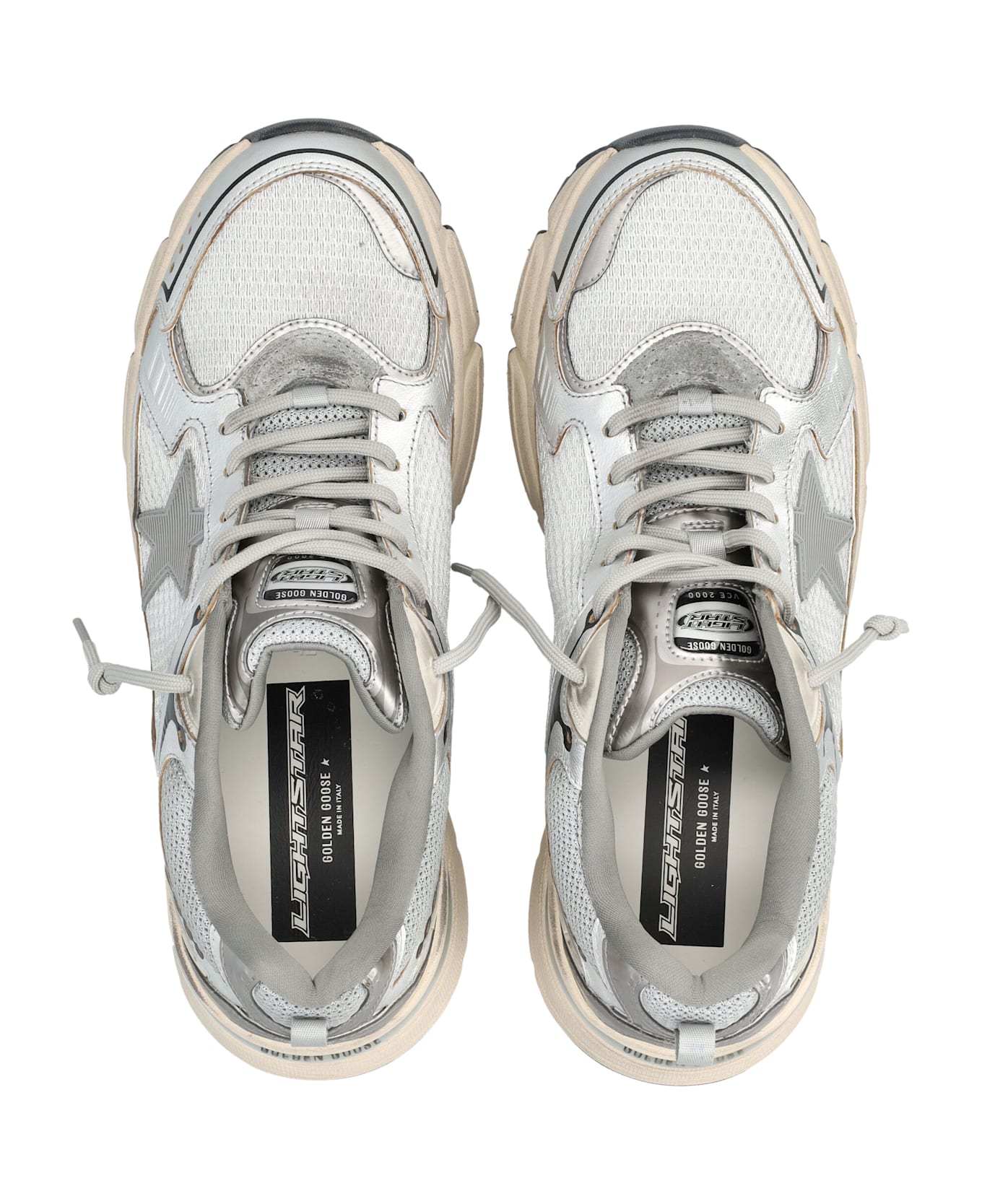 Golden Goose Lightstar Metallic Sneakers - GREY SILVER BLACK