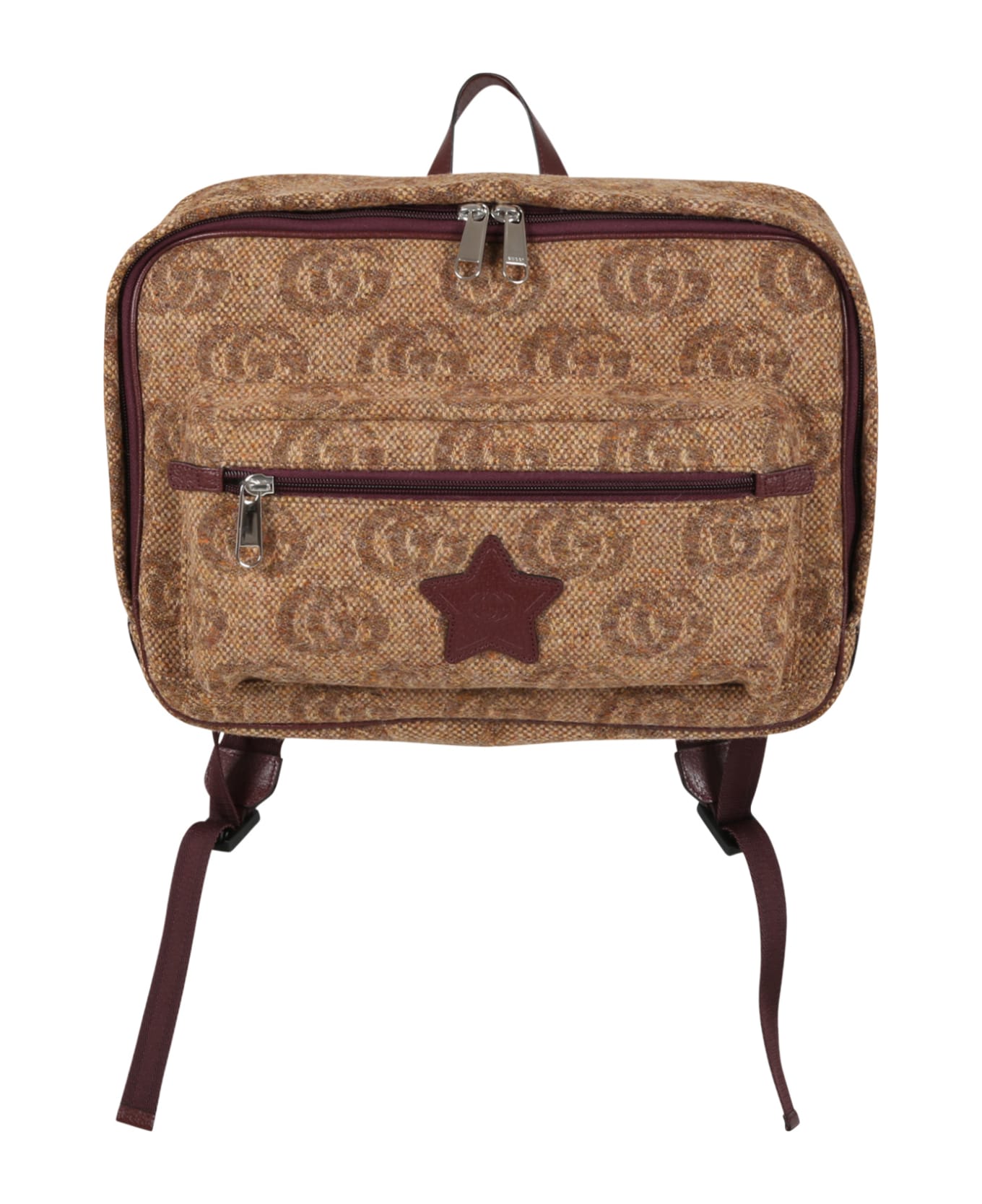 Gucci Brown Backpack For Kid With Gg Motif - Brown