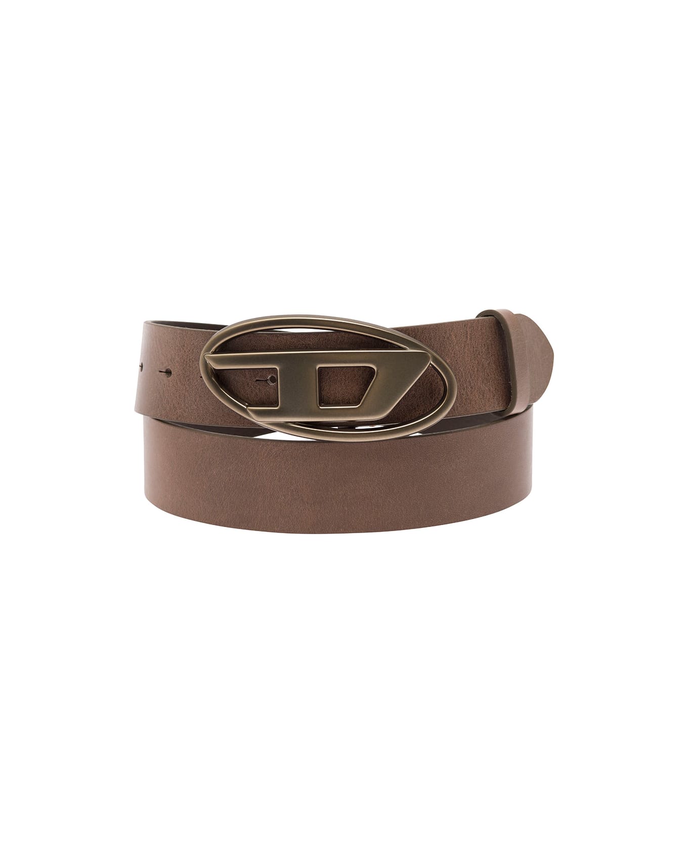 Diesel 'b-1dr' Brown Belt With Oval D Buckle In Leather Man - Brown